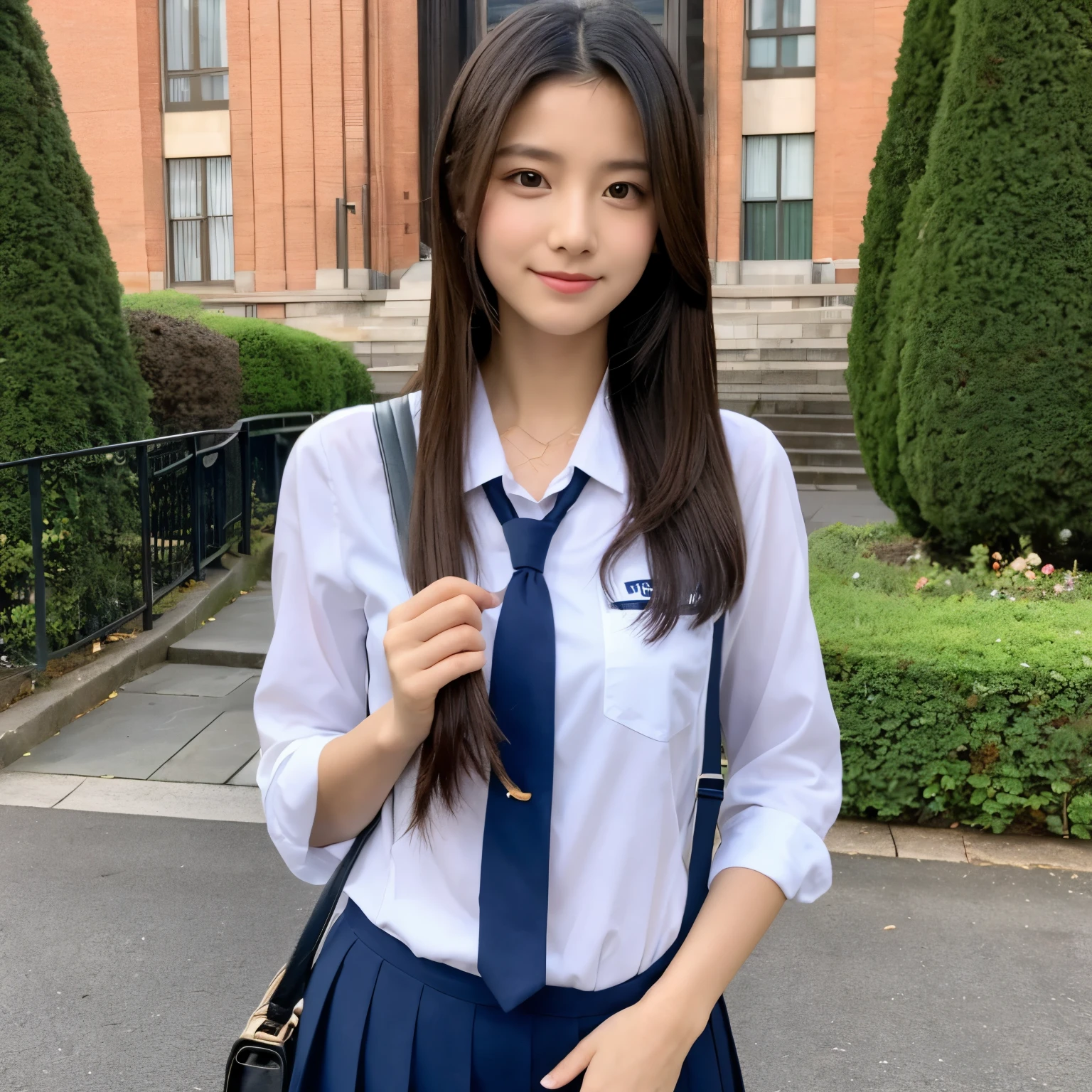 arafed asian woman in a school uniform sitting on the ground, Cute Schoolgirl, a hyperrealistic schoolgirl, of a schoolgirl posing, Japan school uniform, School Girl, japanese girl school uniform, a hyperrealistic schoolgirl, Young Pretty Gravure Idol, Seifuku, Realistic Young Gravure Idol, wearing japanese school uniform, beautiful anime high school girl