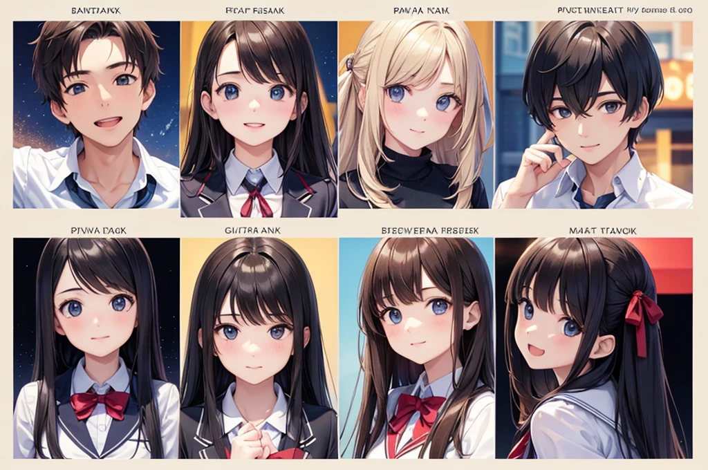 (Group photo),school Photo book,girls and boys,(multiple photos),beautiful portraits,