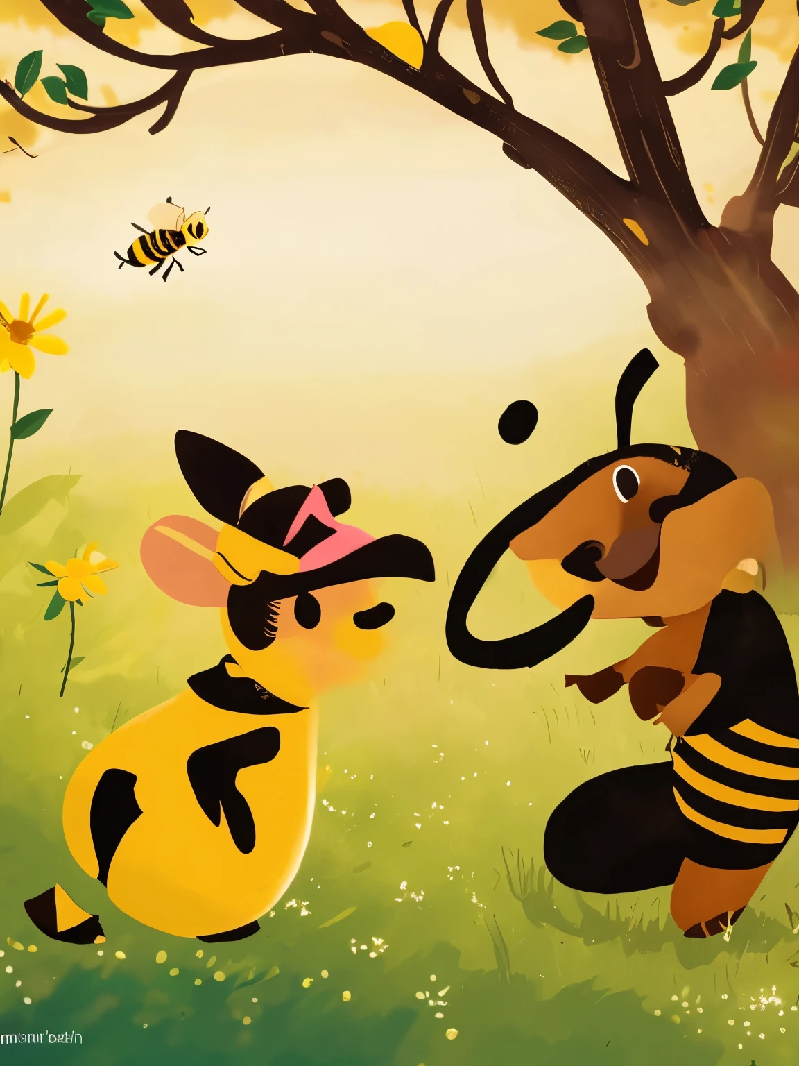 Bee and ant best friend forever illustration