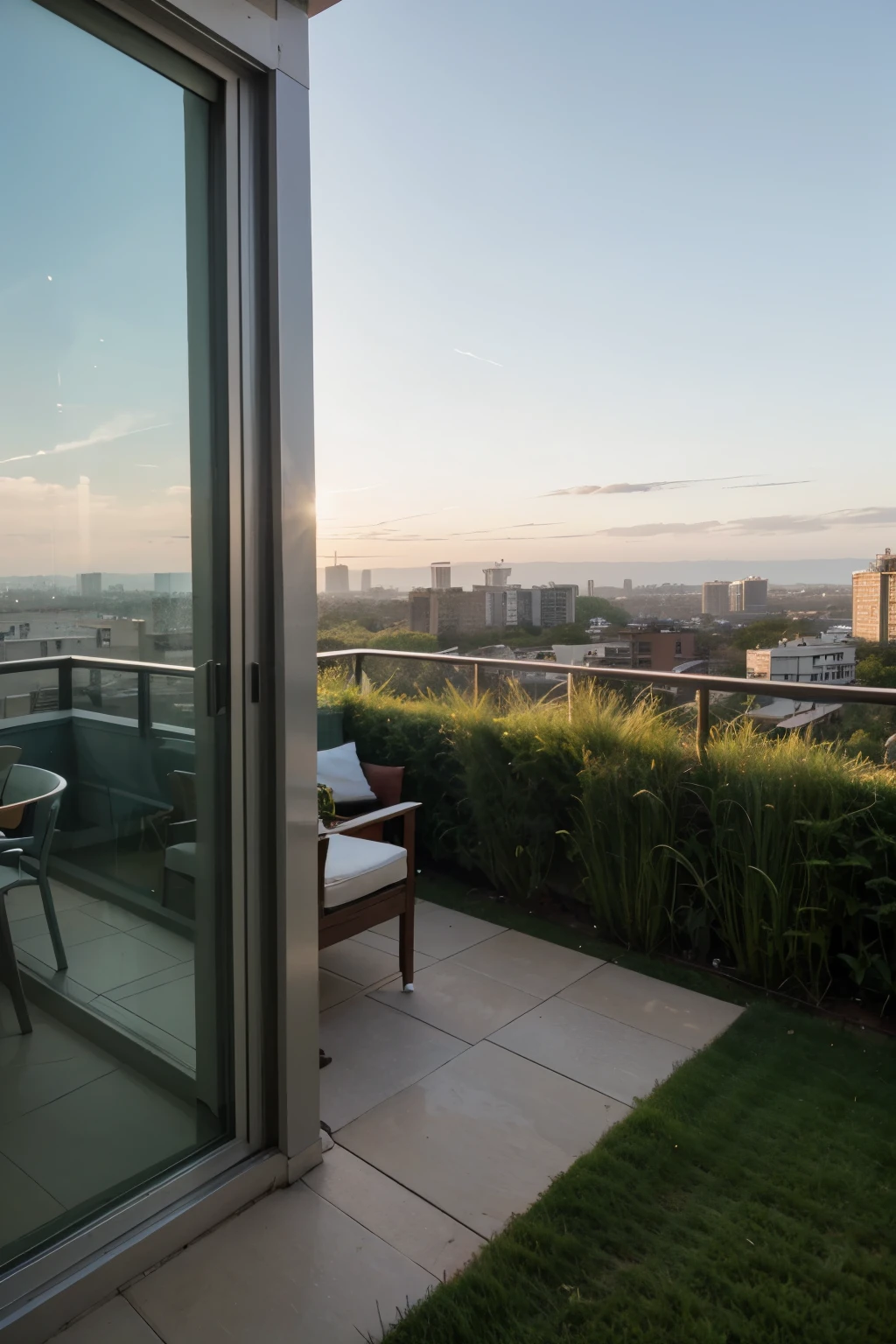 luxury penthouse apartment with a view of a grassy field
