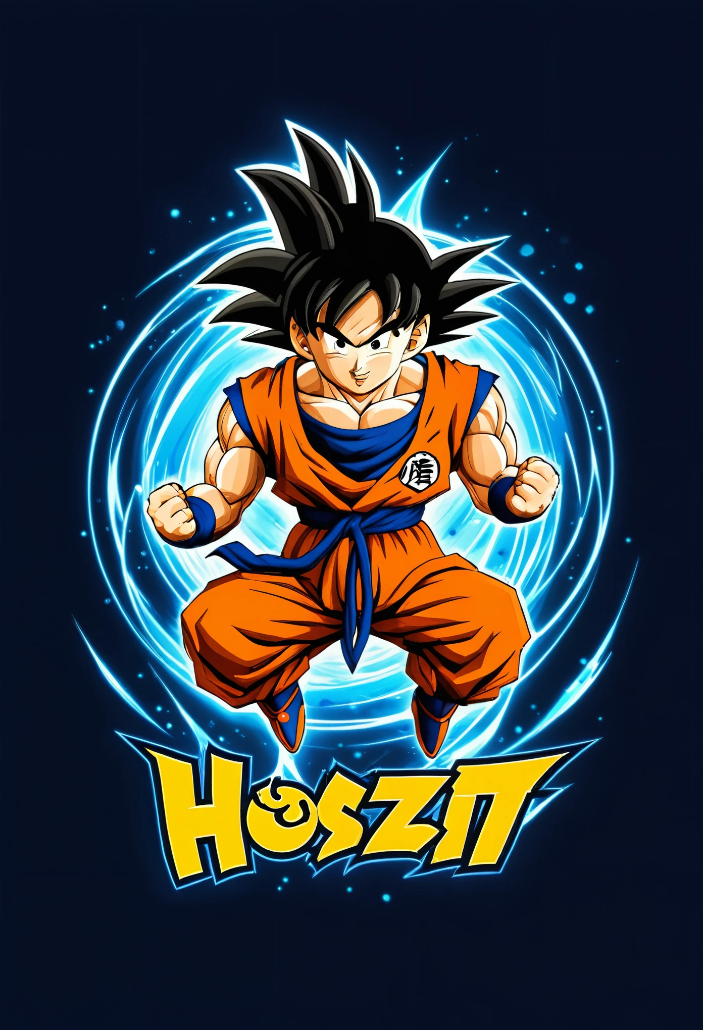 "Design a dynamic logo for 'Host Editz' featuring Goku alongside the channel name, reflecting the spirit of animation and creativity!"