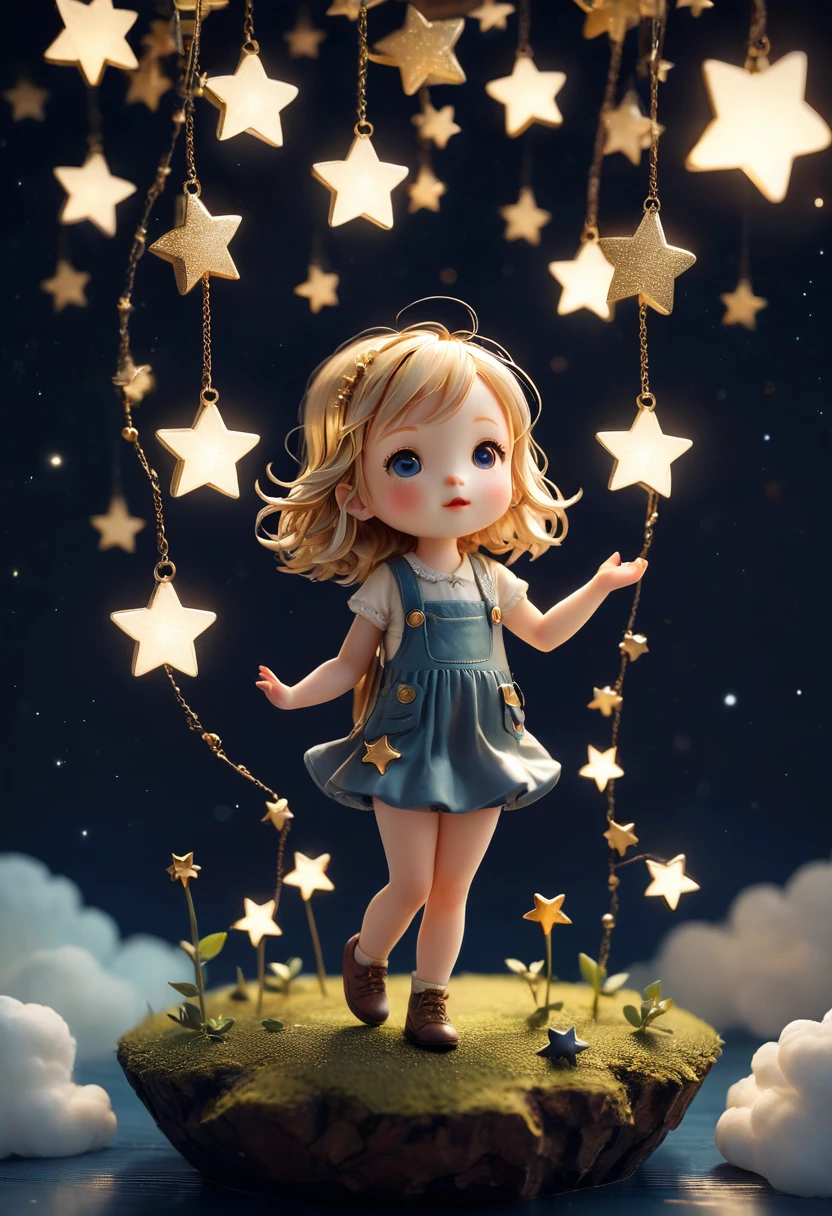 cute stars Floating high in the air, chibi, (masterpiece, best quality, Professional, perfect composition, very aesthetic, absurdres, ultra-detailed, intricate details:1.3), by joel robison