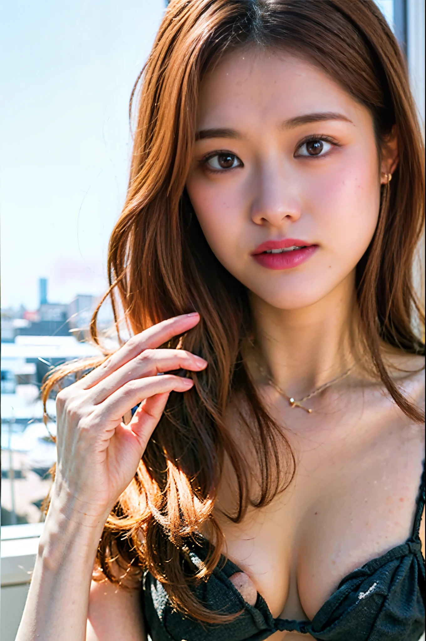 Japanese women, (8k, RAW Photos, highest quality, masterpiece: 1.2), High-resolution RAW color photos, Professional photos, (Realistic, Realistic photos: 1.37), Cinema Lighting, 1 girl, An unforgettable smile, Messy Hair, Floating Hair, Very detailed, Poolside, Floral Bikini, Are standing, Full body image,
