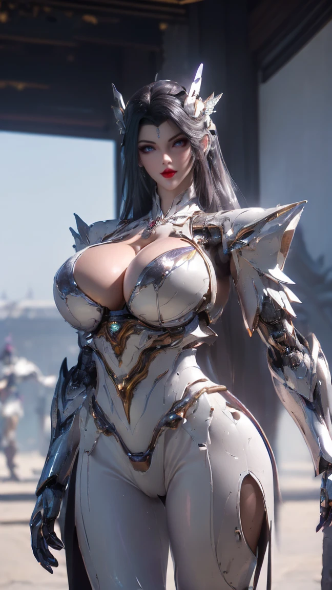 UPPER BODY,CLOSE UP HALF BODY,SOLO,(BEAUTY BLACK HAIR,GOLDEN DRAGON HORN:1.3), (NSFW,HUGE OPPAI,CLEAVAGE TOP,MUSCLE ABS:1.5), ((WEARING OUTFIT PURPLE,WHITE SHINY MODERN MECHA FUTURISTIC SKIMPY BIKINI ARMOR,ROBOT MECHA SEXY ARMOR:1.5)),(CURVY VOLUPTUOUS BODY MATURE WOMAN:1.5), (SWEATY GLOSSY BODYSKIN:1.5), (LOOKING AT VIEWER:1.6),(HALLROOM OF FUTURISTIC SPACE STATION:1), (PHOTOREALSITIC:1.4), (ULTRA-DETAILLIERT), (TOP-QUALITY), (BEST SHADOWS), (MASTERPIECE), BRIGHT LIGHT IN ROOM, HYPER TEXTURE, (4X MSAA), ((UNREAL ENGINE 5 RENDER)), PHYSICALLY-BASED RENDERING, ULTRA HIGHT DEFINITION, 16K, 1080P.