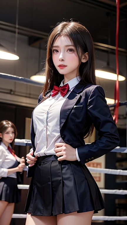 A Group of beautiful girls in school uniforms boxing、Supermodel、Group of beautiful girls、A girl hits a guy、strong girl、Blazer uniform、mini skirt、Women&#39;s team vs men&#39;s team、女の子達が男をLynching、可愛い女の子たちが男をassault、assault、Female Dominance、Bullying、女の子によるassault、Lynching、Reverse Ryona、Queen、Mocking beauty