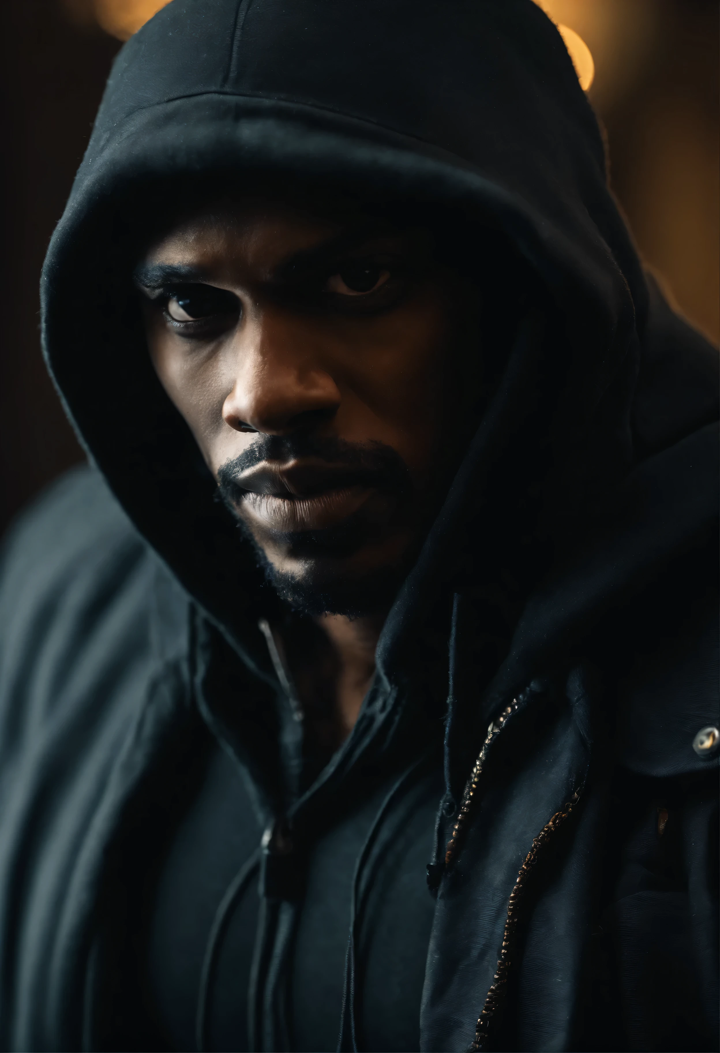 An black American burglar holding a pistol, pistola, apontando para frente, Mal burglar, cara mau, burglar hoodie, Looking towards the camera, horrible, Look to the camera, detalhado, tomada, dramatic, Luz do dia, indoor studio light, medium tomada, highly detalhado, burglar clothing, Mal, trapaceiro, burglar, pistola, vibrante, detalhado texture, detalhado face expression, medium tomada, corpo todo, ultralargo, long full tomada, corpo todo, realista, brilhante, ultrarealista, realista focus faces, brilhante scene, cidade, 8k