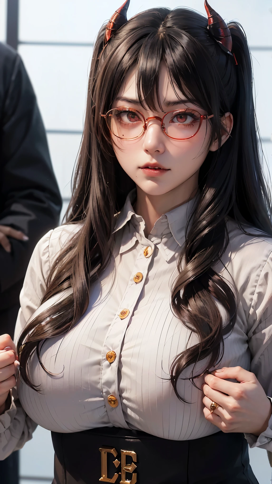 (highest quality,High resolution:1.2),(dark,Threatening:1.1),(Bad luckな:1.1),(devil,Satan,Lucifer:1.1),(devil的な:1.1),(Bad luck,Bad luckな:1.1),(Powerful figure:1.1、Big Breasts、Glasses) 、 ((((Huge glasses, Nerd Glasses, thickメガネ, Round Glasses)))),(((Big Breasts)))、(devil'tail)、(Red eyes shine:1.6)、(Red glowing eyes,Sharp teeth:1.1),(Black wings,thick,shabby:1.1),(hellish landscape:1.1),(fire,sulfur:1.1),(Threatening雰囲気:1.1),(dark shadows,Threatening presence:1.1),(Bad luck clouds,Stormy Skies:1.1),(dark,Spooky atmosphere:1.1),(Bad luck aura,Evil energy:1.1),(dark aura,cigarette:1.1),(intense heat,Burning Flames:1.1),(Surreal,Nightmare Visions:1.1),(Predicting the end:1.1),(Twisted corners,Fiery crown:1.1),(Bad luck whispers,devilのような笑い:1.1),(Cry of pain,echoing screams:1.1),(Bad luck symbols,Ancient runes:1.1),(Mysterious Relic,dark artifacts:1.1),(Infernal Ritual,Ritual sacrifice:1.1),(devil的な minions,creatures of darkness:1.1),(Desolate,Barren Wilderness:1.1),(University of the Soul,soul of suffering:1.1),(Eternal Damnation,A hopeless existence:1.1),(final fall,The world was in chaos.:1.1),(malicious presence,darkness personified:1.1),(Entrance to the underworld,Nightmare Realm:1.1), got it, Beautiful and delicate face, got itですか, Beautiful and delicate eyes, perfectly balanced face, High resolutionスキン, Fine skin, Optimal ratio of four fingers to one thumb, Place your arms under your chest, Red tattoo on lower abdomen、oh!, Wide Hips, Smooth abdomen, thin, Pale skin, __fashion__, __hair__:1.25)、Digital single-lens reflex camera、 Absurd、(Tabletop: 1.3), (Maximum resolution: 1.2), (Ultra HDTV: 1.2), Cinematic Light, Beautiful Eyes and skin, detailed facial features, , (Sharp focus: 1.2), (Focus on the face:1.2),Perfect Style, Beautiful Face, Acura, Anatomically correct, Highly detailed face and skin texture, Beautiful Eyes, double eyelid, thin eyebrows, Glitter Eyeliner: 1 natural cheeks, Glowing Skin, Fair skin: 1.2, (Glossy Lips: 1.4),(Embarrassed look: 1.2),Highly detailed face and skin texture, Beautiful Eyes, double eyelid, natural cheeks, Glossy Lips: 1.4,Exposed cleavage、charm的な。charm、 Beautiful devil woman from hell, Surrealistic female portraits by David Hockney and Alphonse Mucha,