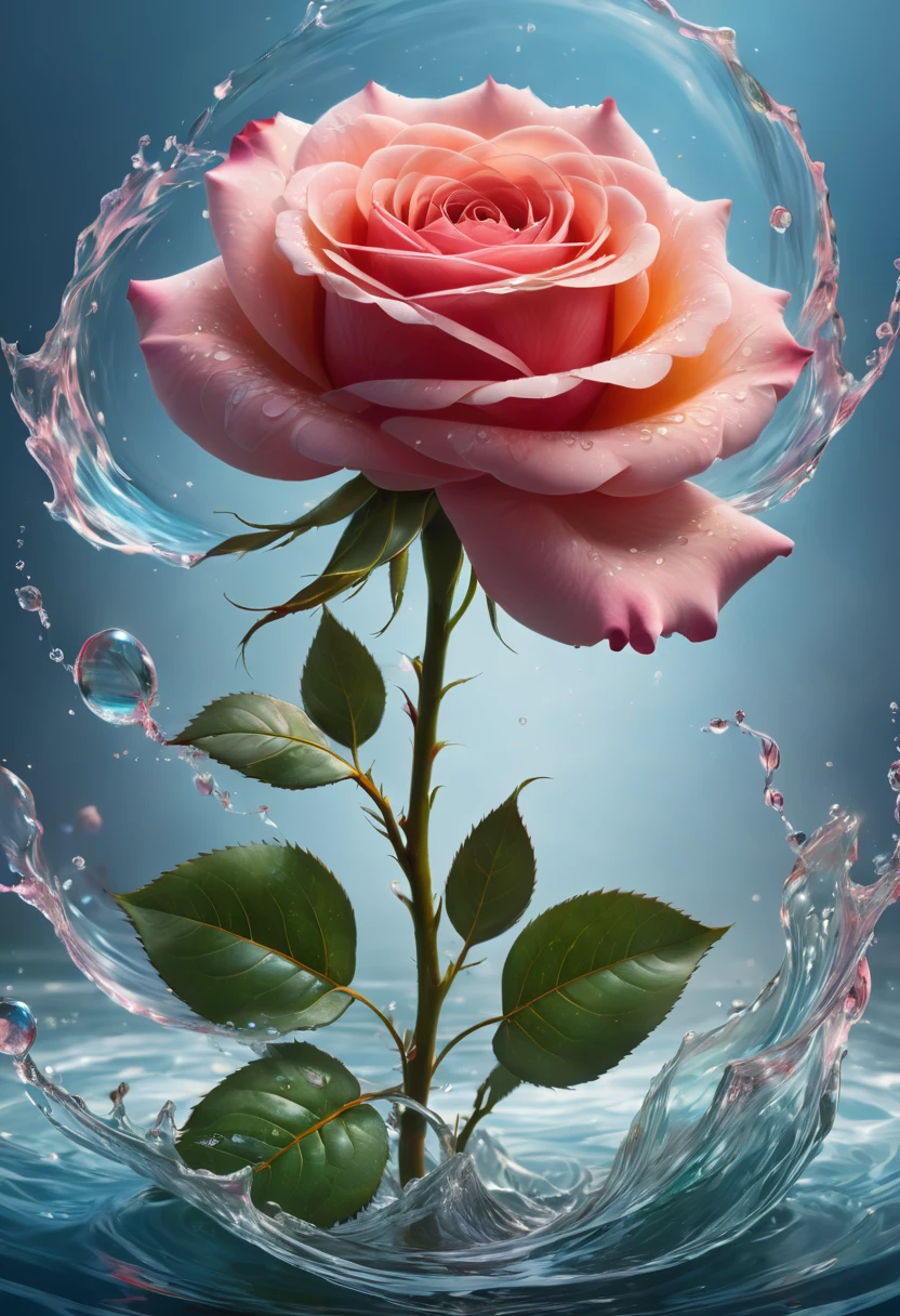 a rose Floating high in the air, wind, best quality, masterpiece, very aesthetic, perfect composition, intricate details, ultra-detailed