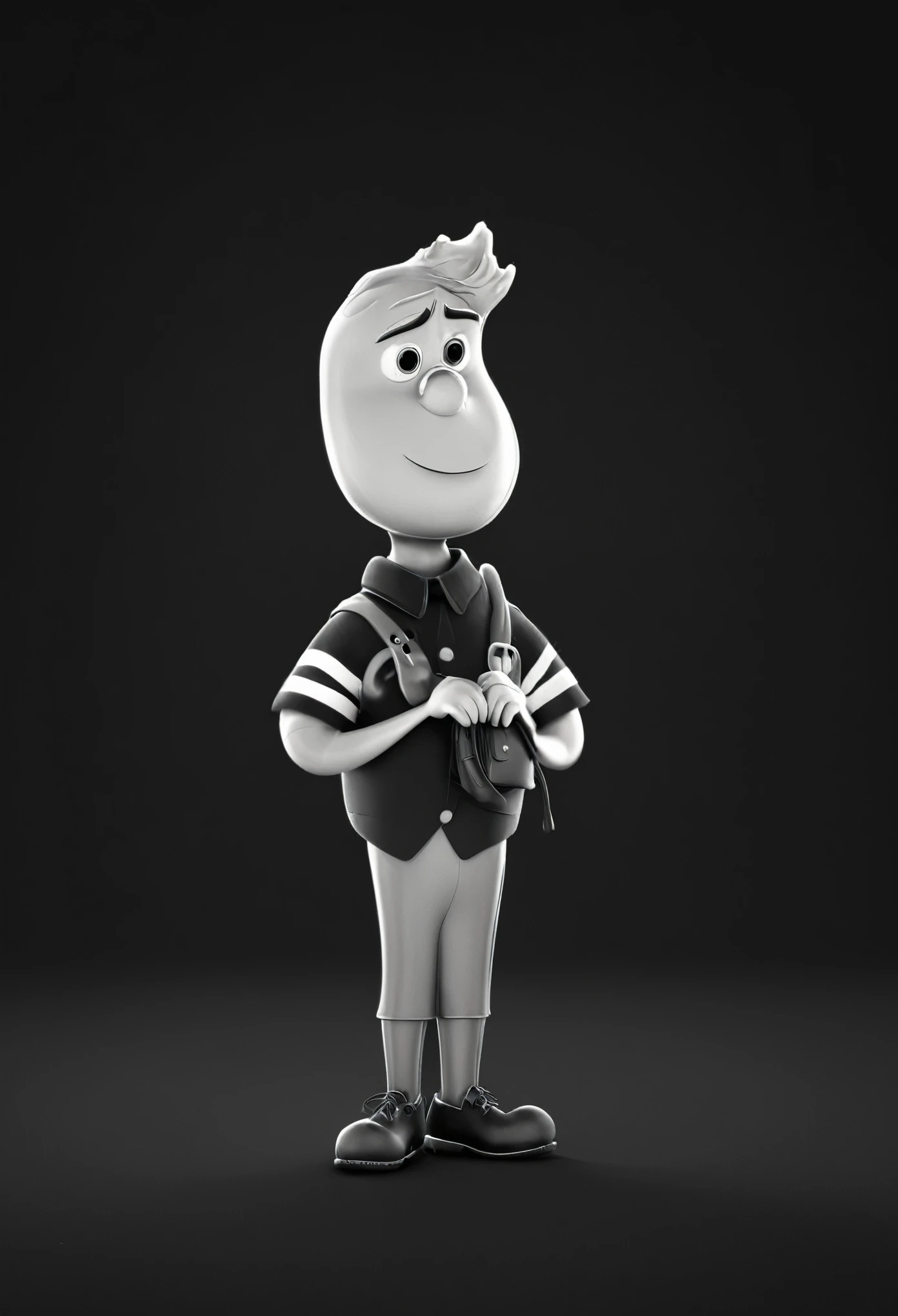 scarecrow，flat，Black and White，Pixar style，Disney cute style，Moe cute，well-behaved。Likeable，Rounded edges of graphics，