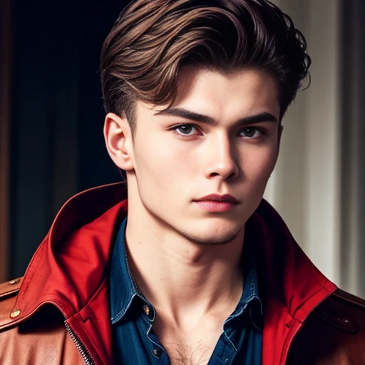 a perfect young badass russian man, focus on face