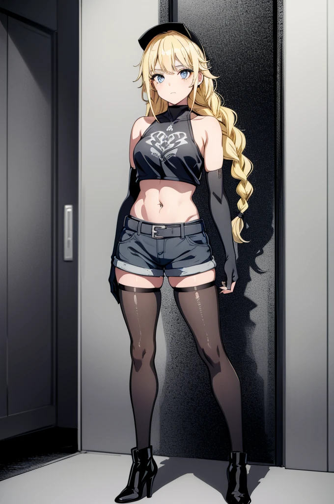 YukiTsukumo, blonde, long hair, female focus, solo, sleeveless turtleneck, blonde hair, red eyes, Yuki_Tsukumo, YukiTsukumo, YukiTsukumo, 1girl, solo, long hair, red eyes, blonde hair,bare shoulders, sleeveless, 👙 like anime full body meaty legs