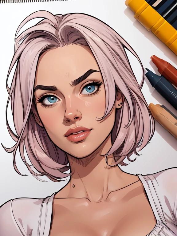 estilo de desenho animado:1.2), Dominika Paleta mulher Imagem de desenho animado de uma mulher , roupas sensuais , garota super fofa, authoritarian would be facial expressioncartoon style illustration, estilo de arte dos desenhos animados, estilo de arte dos desenhos animados, digital illustration style, design de personagens altamente detalhado, arte digital detalhada fofa, City fan art, design de personagem retrato, beautiful digital illustration, retrato de alta qualidade, arte em quadrinhos, retrato do design do personagem, white background Buso without clothes and medium breasts, beautiful and symmetrical body curves