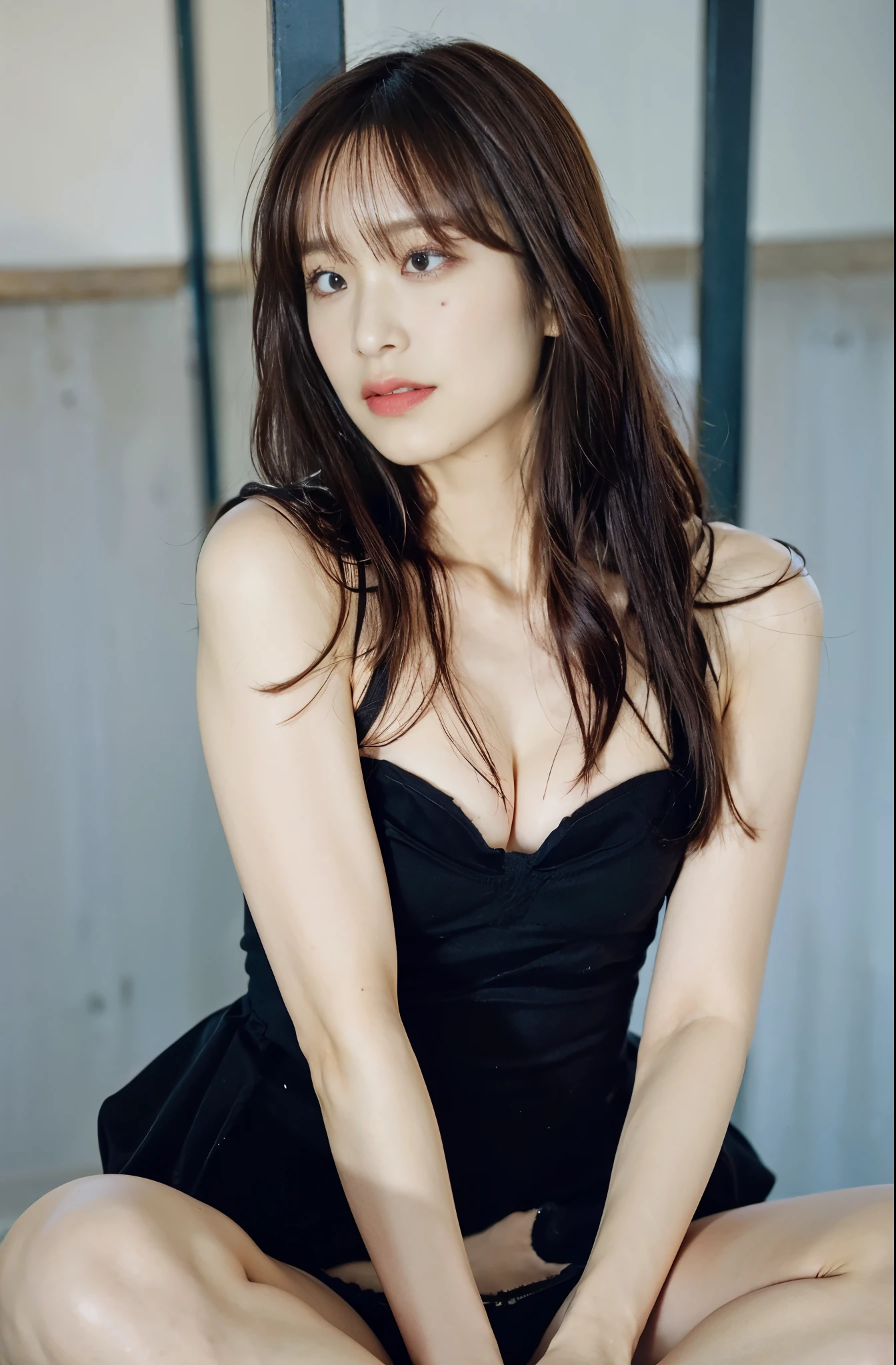 Alafed woman in black dress sitting on floor, Yoshitomo Nara, Captured on Canon EOS R 6, Shot with a Canon EOS 5D Mark IV, Chiho, Ayami Kojima, Hwang Se - On, Shot with a Canon 5D MK4, Lee Ji-eun, lee ji - eun