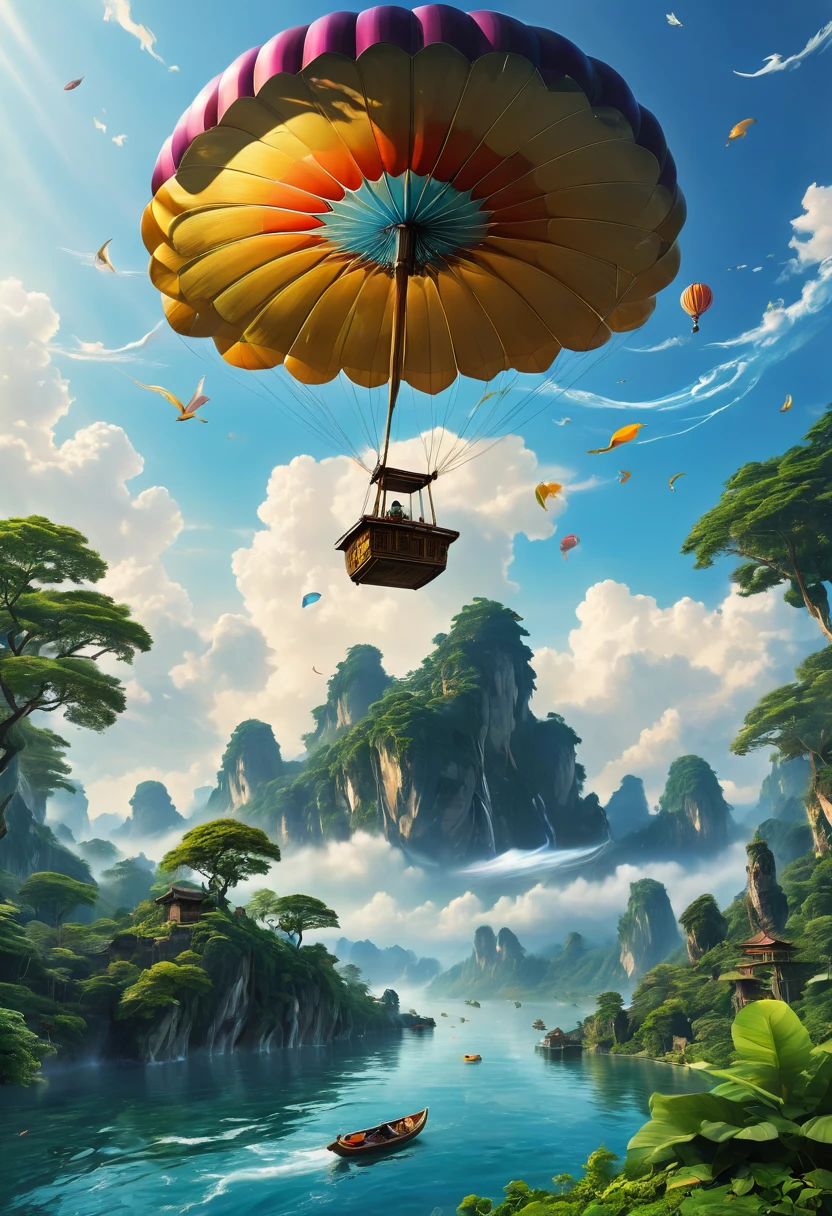gliding Floating in the air, wind, best quality, masterpiece, very aesthetic, perfect composition, intricate details, ultra-detailed
