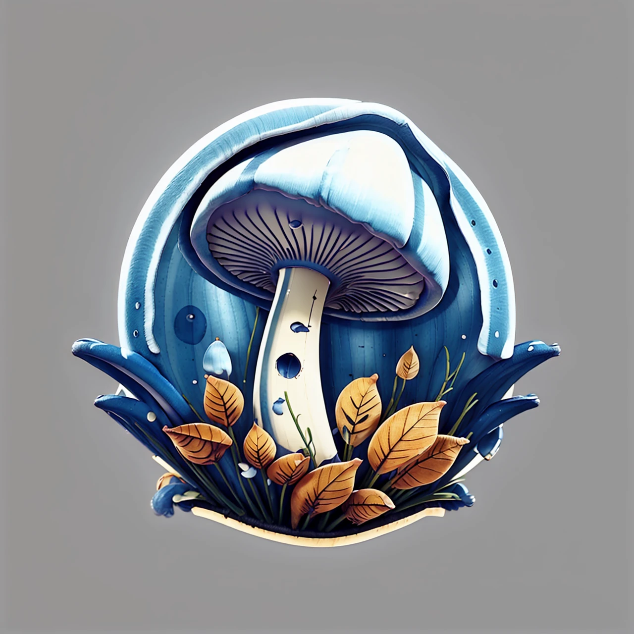 Cute chibi blue mushroom 