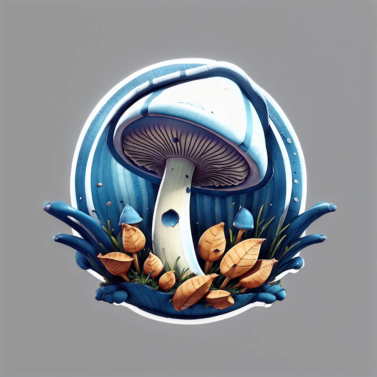 Cute chibi blue mushroom