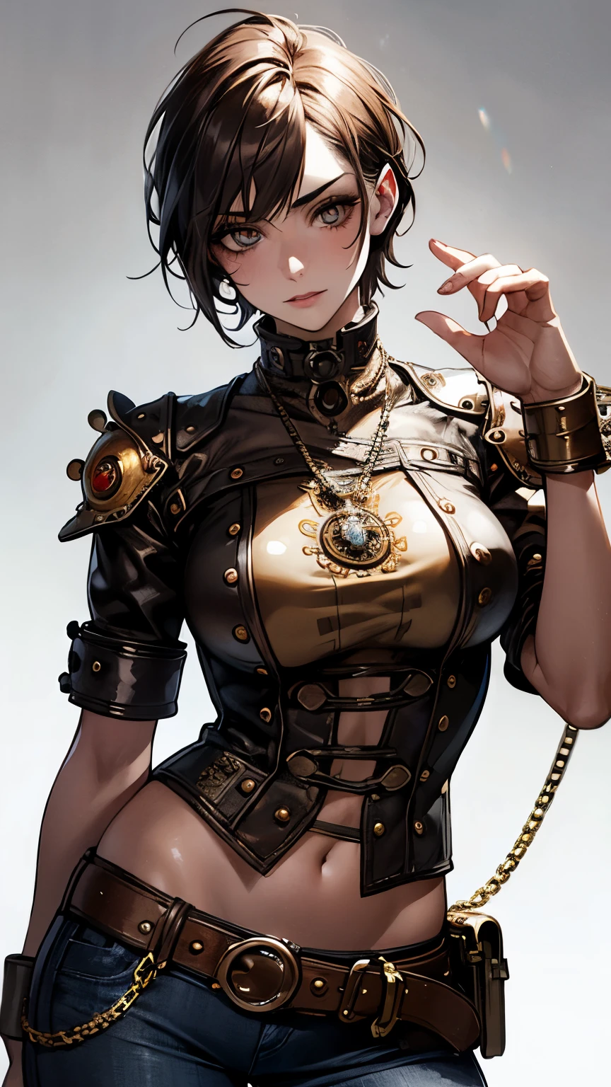 8k、alone,16 year old big breasted beauty,Super Beauty(Like the real thing),Iris,super beautiful ager,Black short bob hair,黒と赤のSexy Exterior,Black trousers,Golden decoration,Demon Slayer: Androgynous Beauty,A wonderful work of art、Wind effects:1.9、Cloud Effect:1.2、Full Rendering,Unreal Engine、Ultra-high resolution,super 超Realistic Skin,Ultra-precise hand-crafted detailing,smile,Photorealistic RAW photos of the highest quality。Backlight, Cinema Lighting, Film Grain, 50mm lens, Nikon D850,Realistic Skin,Fantasy art,Character Art,Ultra-high resolution,Muscular and slim body,Muscular and lean lower body,Precise facial details,What's left behind,Perfect hands,Cool sexy beauty,landscape,Extremely ripped abs,Muscular Beauty,Very large breasts,Sexy Exterior,Wide open chest,Body balance,smile,Makeup,Accentuate your cleavage,Dynamic fighting pose,