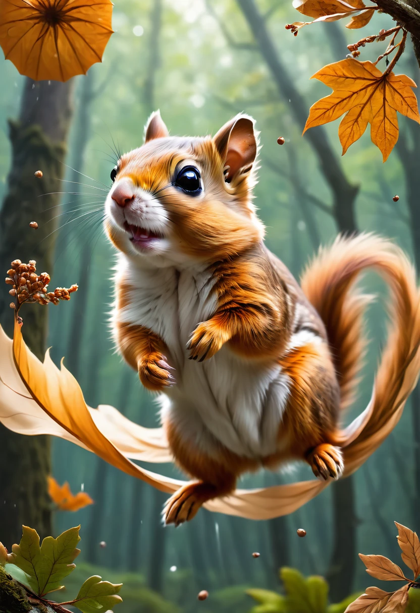 flying squirrel Floating in the air, wind, best quality, masterpiece, very aesthetic, perfect composition, intricate details, ultra-detailed