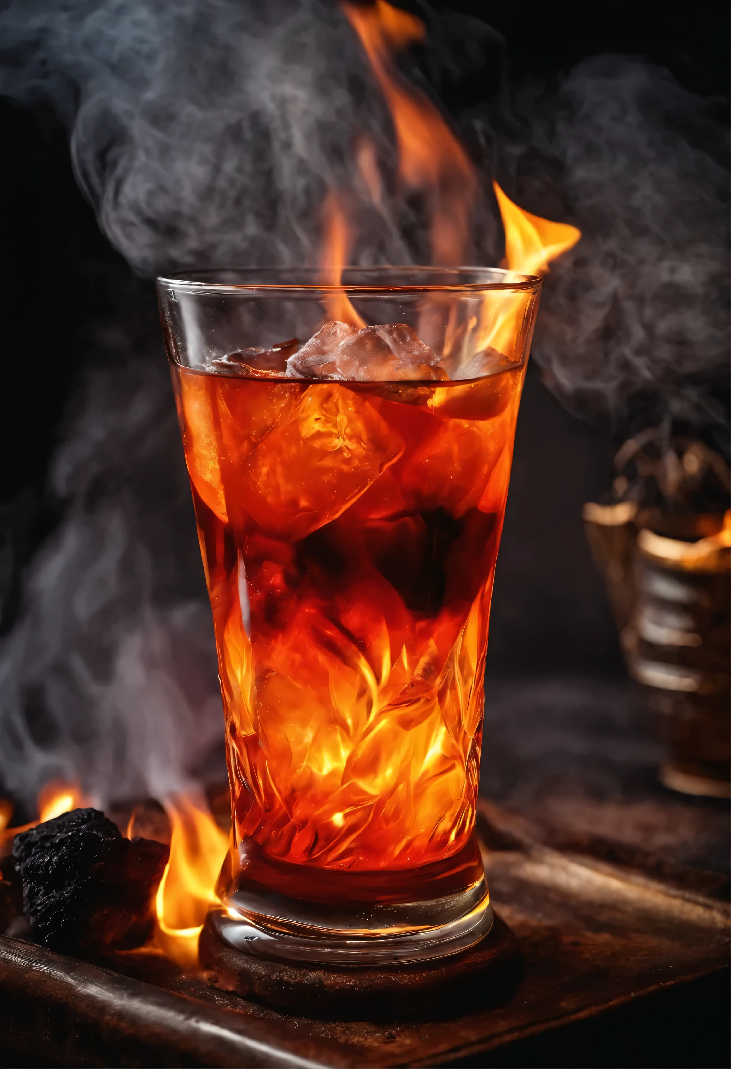 A drink on fire, drink of coal on fire , fire