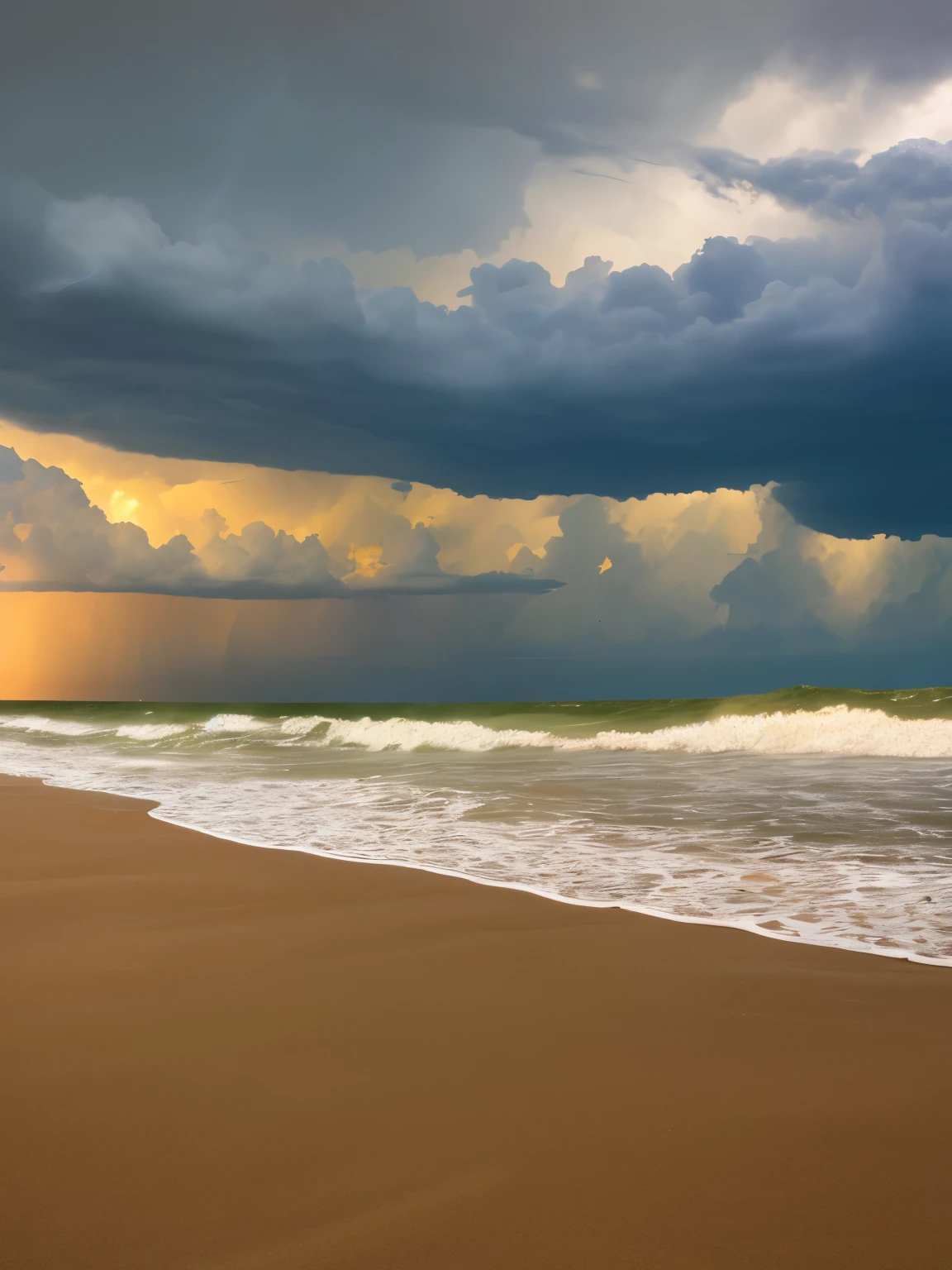 Storm coming off the Gulf of Mexico. Beach view. Lightning.
