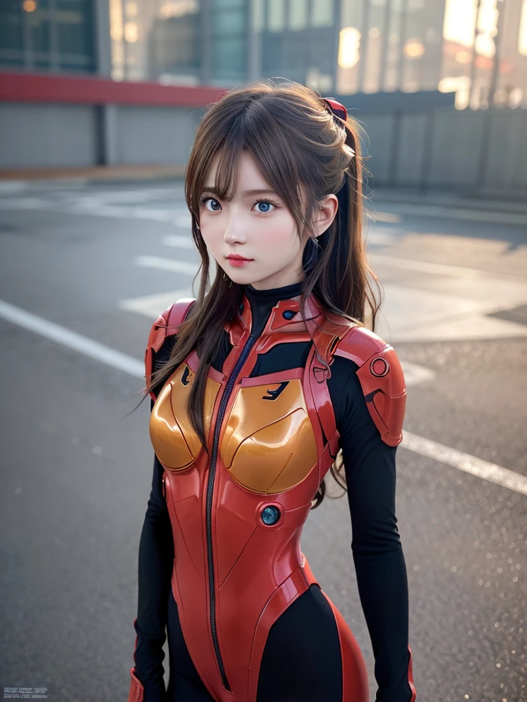 ((Best quality)), ((Masterpiece)), (Details: 1.4), 3D, Asuka Langley Soryu, Asuka, high resolution (high dynamic range), ray tracing, NVIDIA, super resolution, Unreal 5, subsurface scattering ,PBR texturing, post-processing, anisotropic filtering, depth of field, maximum sharpness and sharpness, multi-layered textures, albedo and specular maps, surface shading, accurate simulation of light and matter interaction, perfect proportions ,Octane Rendering,Two-Tone Lighting,Wide Aperture,Low ISO,White Balance,Rule of Thirds,8K RAW,(Masterpiece: 1.4, Best Quality), (Intricate Details), Unity8k Wallpaper, Highly Detailed, Beautiful and Mysterious, Details background, realistic, alone, perfectly detailed face, detailed blue eyes, highly detailed, blush, hair ornament, chignon mahogany hair, (blonde), plug suit 02, Shikinami Asuka Langley, Evangelion, Slender -yeld gi full body suit, black background, above the waist,composition that shows the whole body,