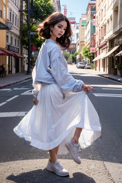 1 girl, Clear water, Blue Butterfly, Pure white gauze skirt, Shine