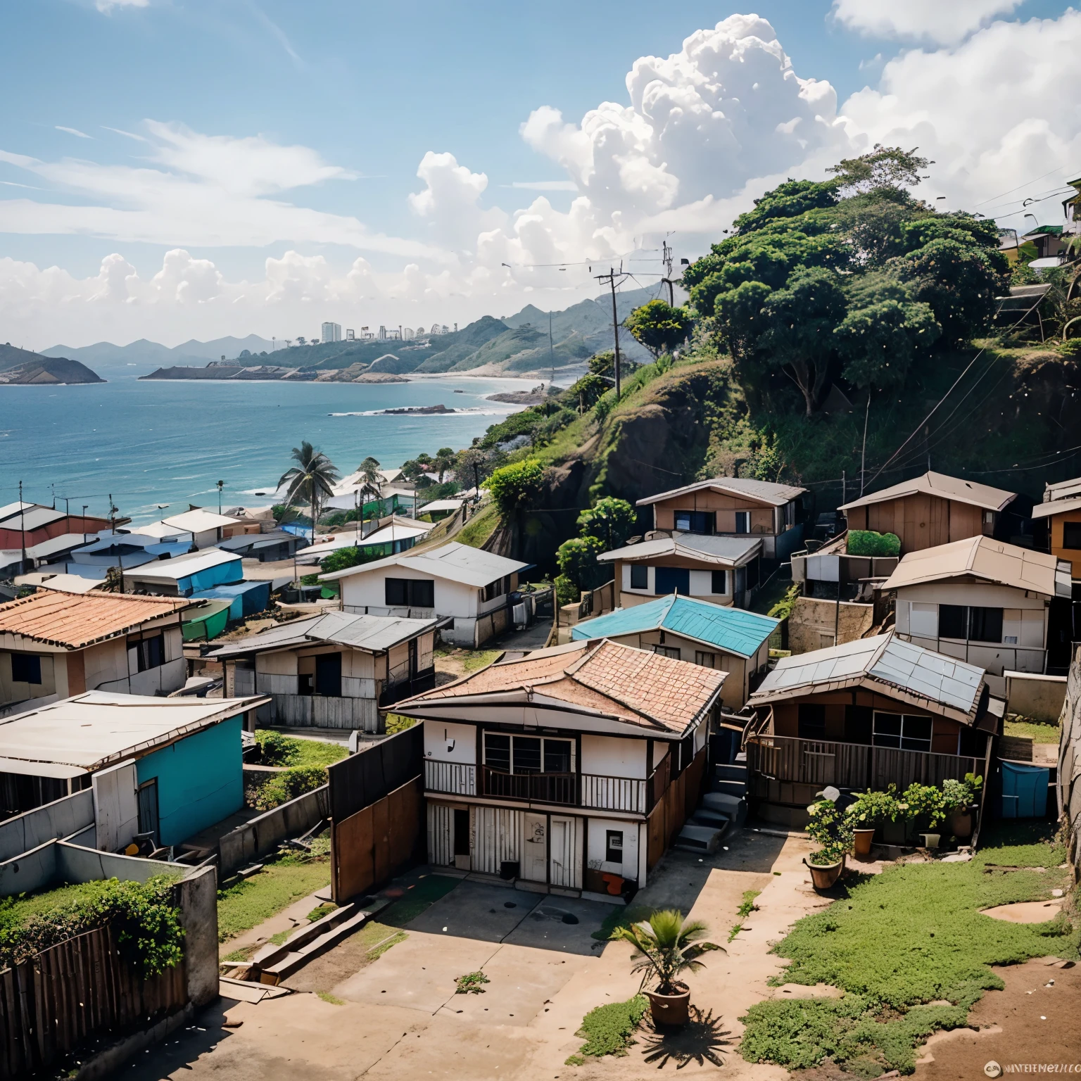 quintal de uma casa na favela (imagem plana)