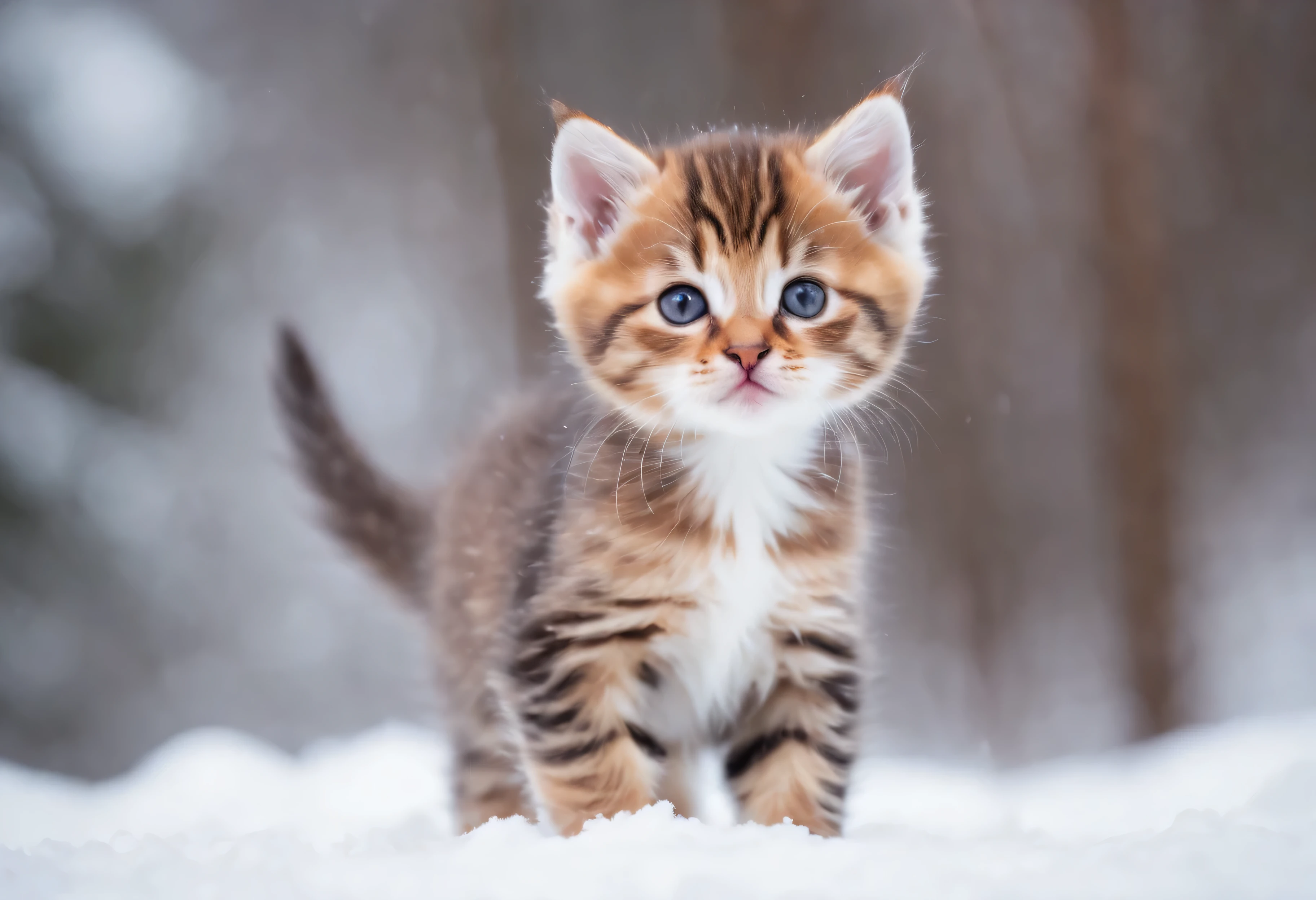 一只Lovely小猫在雪地里玩耍, Lovely