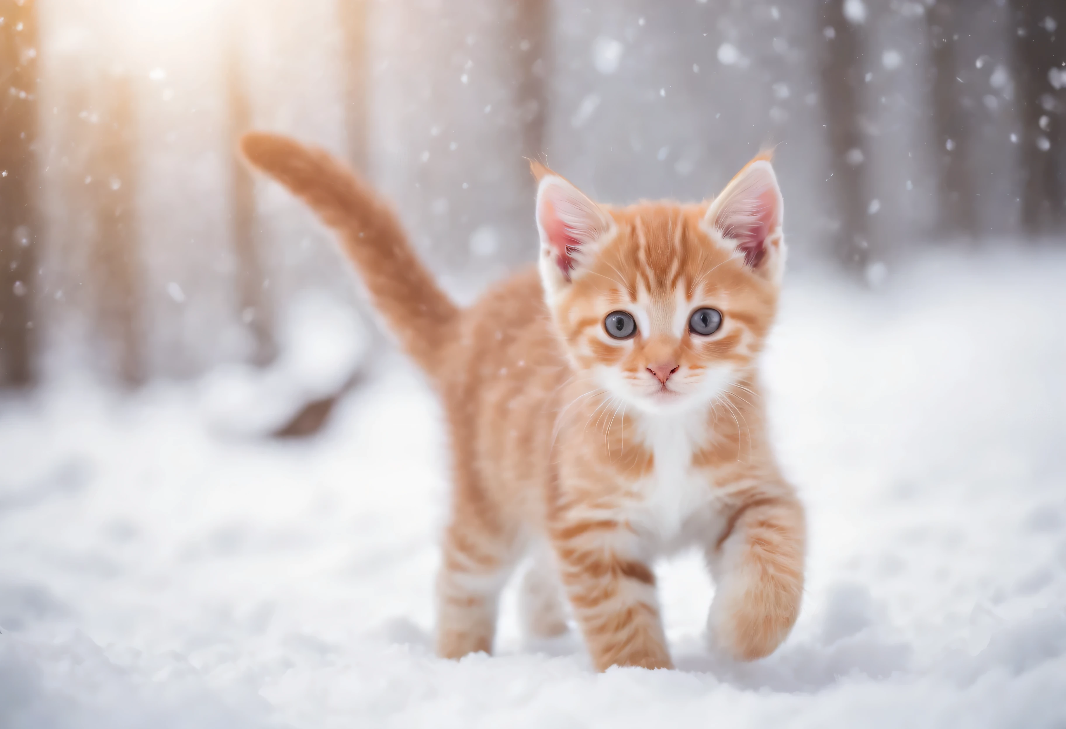 一只Lovely小猫在雪地里玩耍, Lovely