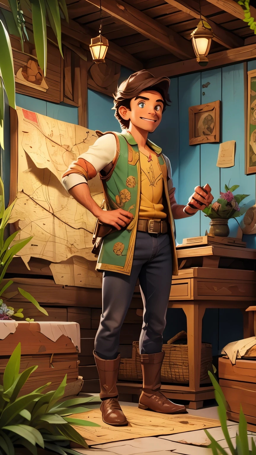 Ali found an old chest hidden behind bushes in his backyard. He looked full of joy when he opened the chest and found an old map with instructions written on it.