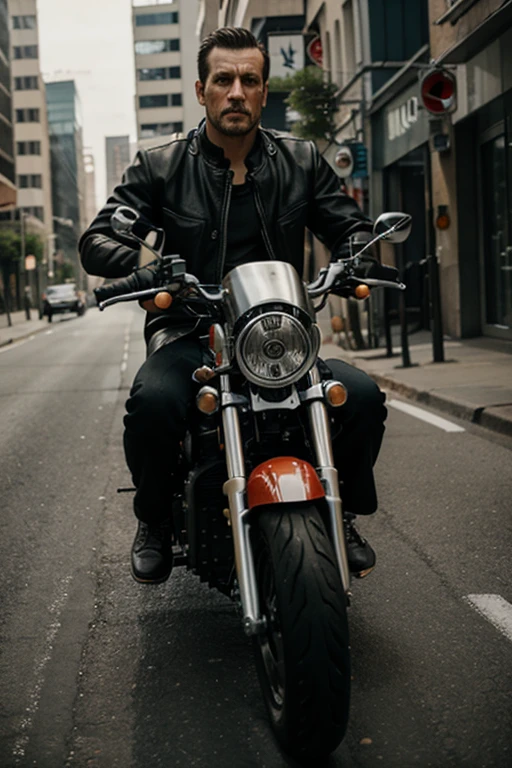 Brutal man on a motorcycle
