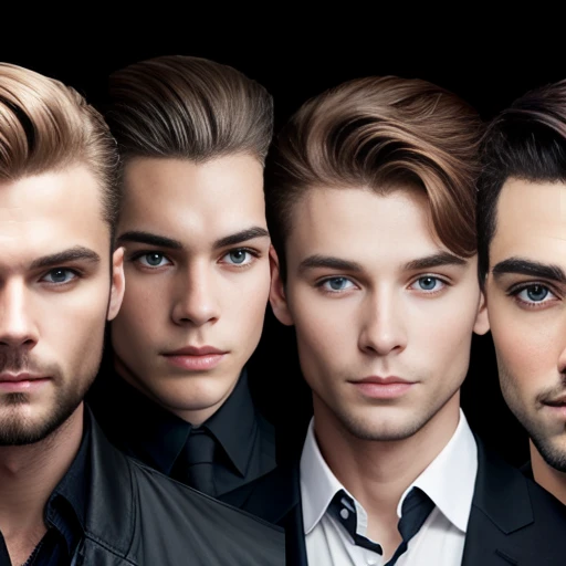 a perfect group gathered  russian, hair stylish short  dark blonde  man, focus on the face