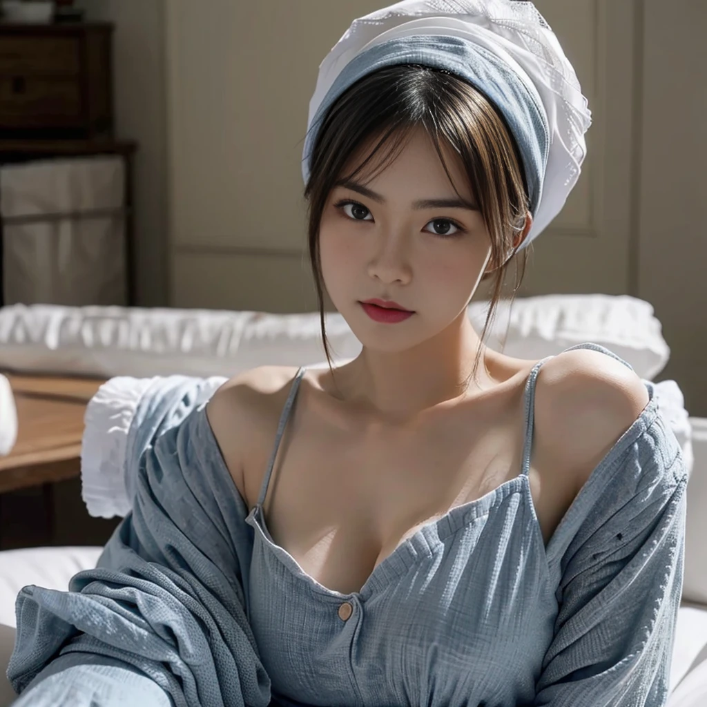 (extremely detailed, salon, Bien, slightly oily, gros seins, gros seins, gros seins, Bonnets M, sexy, haut blanc avec jupe noir , conservateur, reBiend face, grande ouverture)