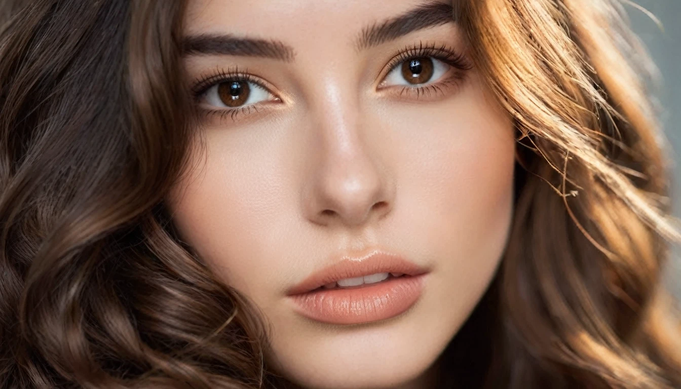 ((full body )) portrait photo of a beautiful 25 years old european woman, endless long (extra long curly brown hair), Award - winning photograph, Masterpiece, 8k, ultra high res, hyper detailed, beautiful woman, perfect face, rule of thirds, Perfect eyes, Perfect iris, perfect pupils, (perfectly round iris:1.3), Perfect lips, Perfect teeth, dimples, perfect nose, highly detailed hair, ((detailed face)), ((detailed facial features)), (finely detailed skin), pale skin, realistic skin texture, extreme skin details, (pores:0.1),(sweaty:0.8), insane details, intricate details, amazing fine detail, photorealistic, photograph, photorealism, rich colors, lifelike texture, neutral colors, Soft front light,cinematic lighting, dramatic lighting,dappled light on face, backlight on hair, sharp focus, wide angle, film grain, dslr, raw photo, photographed on Nikon