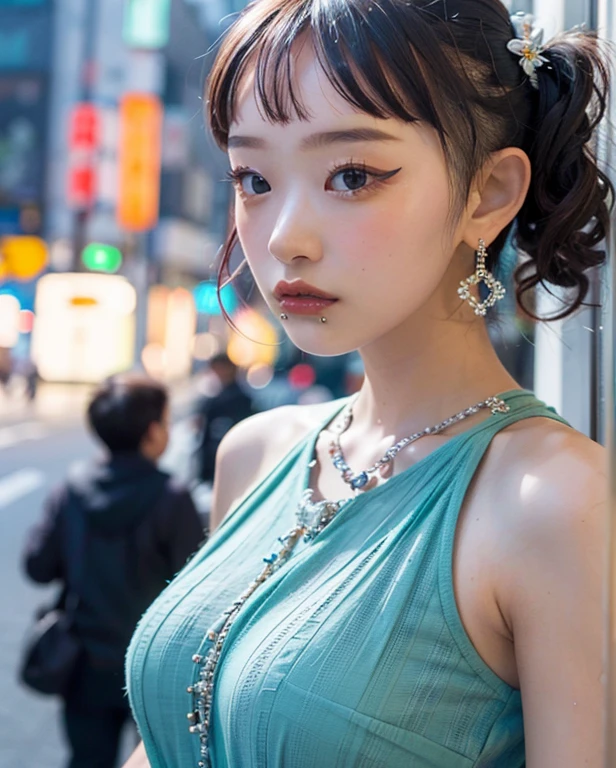 Portraiture, Bokeh , next, Braid, Colorful Hair, Tokyo, 
a woman posing on the street corner, highest quality, High resolution, 8k, 1peopleの***, Day, bright, Outdoor, (street:0.8), (people々, crowd:1),nice,  beautiful detailed sky, (Dynamic pose:0.8), (Upper Body:1.2), Soft lighting, Wind, Shiny skin, View your viewers, 
Official Art, masterpiece, highest quality, unity 8k wallpaper, Super detailed, Very detailed, elegant, beautiful, beautiful, Romanticism, 1peopleの***, beauty