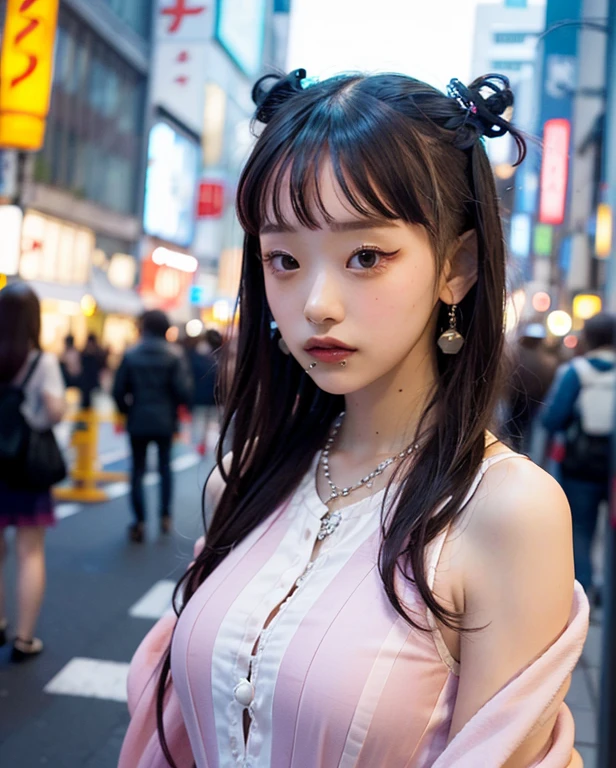 Portraiture, Bokeh , next, Braid, Colorful Hair, Tokyo, 
a woman posing on the street corner, highest quality, High resolution, 8k, 1peopleの女の子, Day, bright, Outdoor, (street:0.8), (people々, crowd:1),nice,  beautiful detailed sky, (Dynamic pose:0.8), (Upper Body:1.2), Soft lighting, Wind, Shiny skin, View your viewers, 
Official Art, masterpiece, highest quality, unity 8k wallpaper, Super detailed, Very detailed, elegant, beautiful, beautiful, Romanticism, 1peopleの女の子, beauty