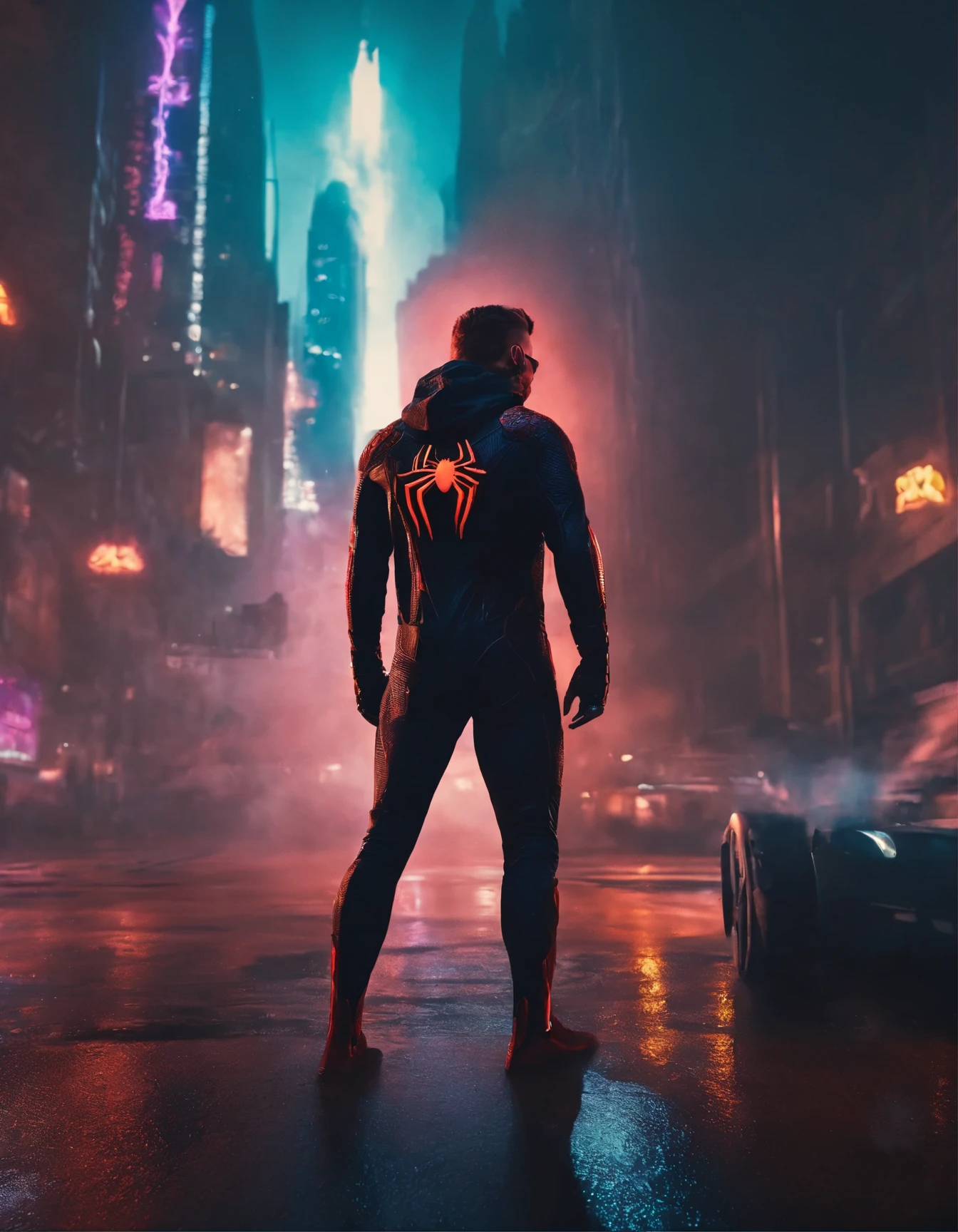 #homem-aranha #trajepreto #realista #high resolution #4k #teiasdearanha #cyberpunk