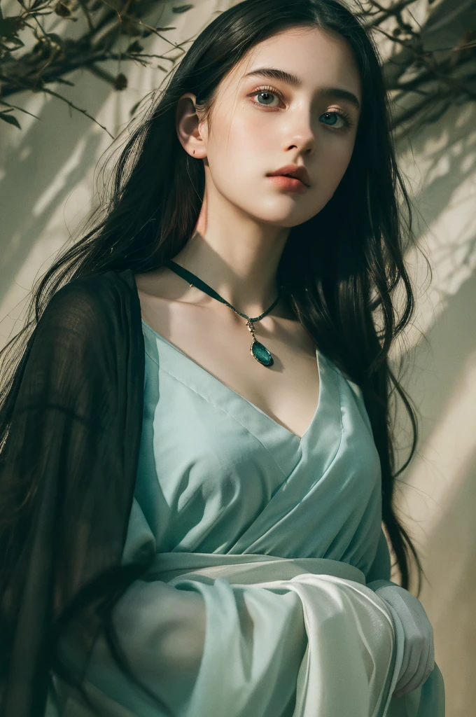 ( masterpiece, top quality, best quality,8k,17 years old girl,ultra detailed,raw photo:1.5),(photorealistic:1.4), (cinematic lighting), PerfectNwsjMajic, , Surrealism, UHD, ccurate, Super detail, textured skin, High detail, Best quality, dynamic angle, White skin,[Beautiful blue eyes], high nose,[flat chest:large breasts:0.5],(1girl),(good anatomy:0.5)), Dreamy atmosphere, Dark,expressive brush strokes, mystical ambiance, Artistic interpretation, Stunning Studio Ghibli style costumes, a whimsical illustration, Subtle colors and tones, mystical aura,straight face,outside