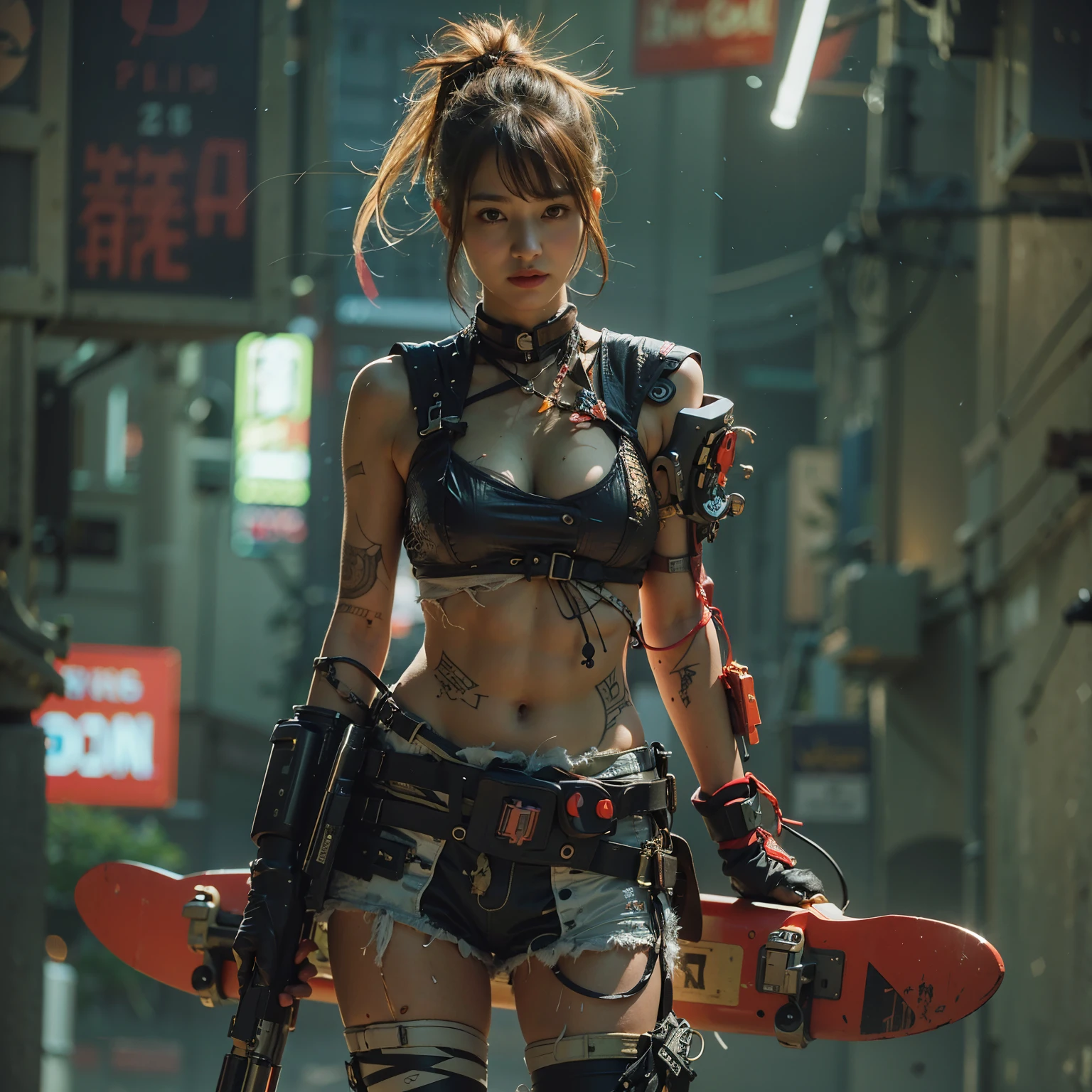 (masterpiece, best quality:1.2), (8k uhd, 16k, 32k, ultra high res), (photorealistic:1.37), (RAW photo), ultimate-realistic, ultimate-realistic details, ultimate-realistic texture, ultimate-intricate details, ultimate-realistic lighting, ultimate-realistic shadow, japanese girl, ultimate-cute face, ultimate-RAW skin, ultimate-realistic eyes, woman in powered suit, cannon mounted on shoulder, very cute face, mechanical, extremely intricate details, full body shot, ultimate photorealistic, clear stream
