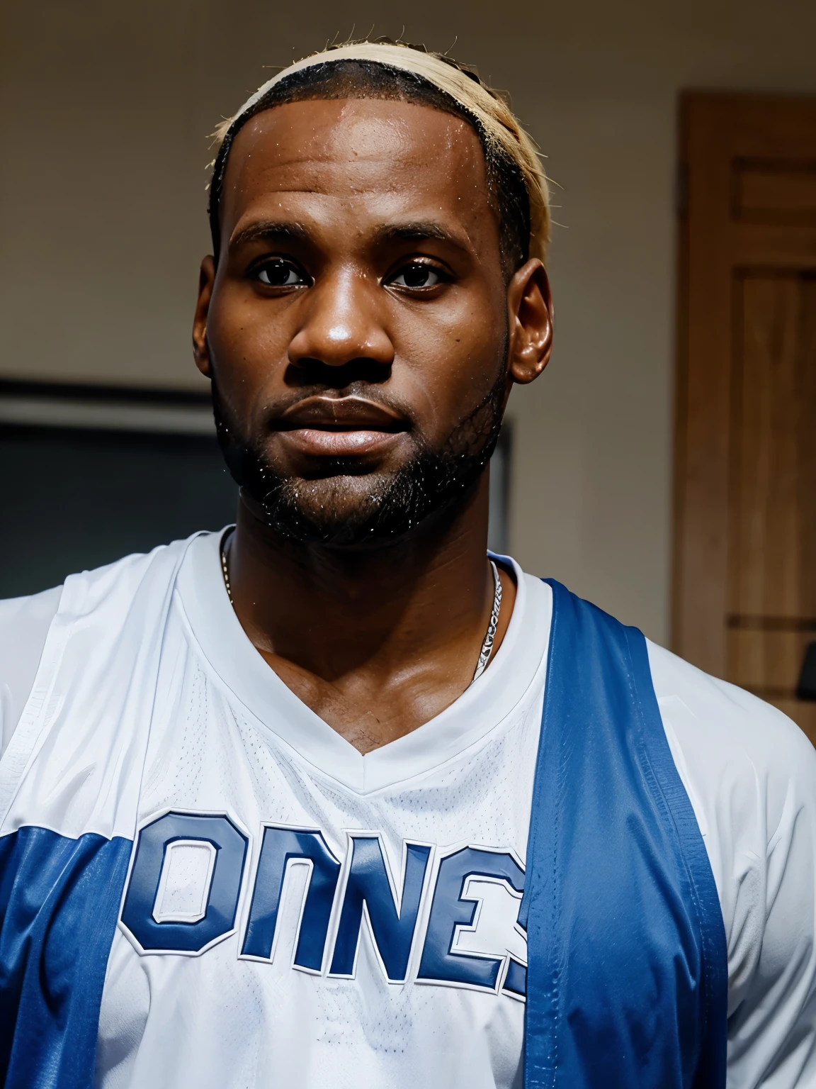 Transform LeBron James into a blue eyed blonde white man