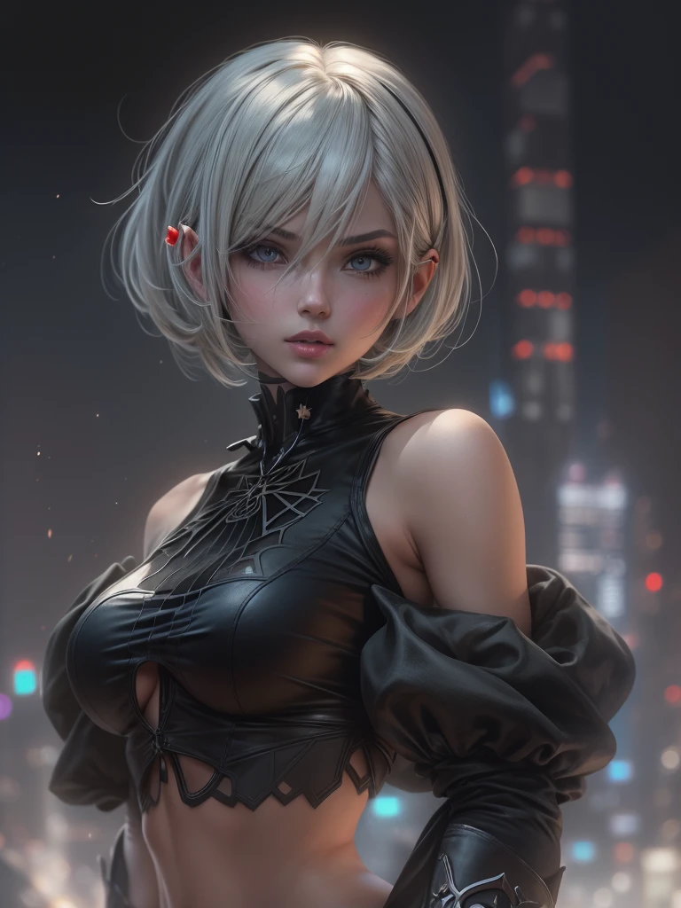 2b nier automata, ((Unidad Yorha no 2 tipo B)), in a cyberpunk city, japanese buildings style, en tela transparente, )), ((blue eyes)), ((ojos azules)), (((DeepVnecklineslipdress))), 1 girl, (pechos grandes:1.27), Enorme areola ,(((deslizamiento de areola))),((areolas hinchadas)),((Sideboob)),(((cuello))), Chica Yorha, beautiful woman, Mujer preciosa, hermosa joven, 2b nier automata, ((Unidad Yorha no 2 tipo B)) Chica con pelo largo, Cara joven adorable, female idol portrait, Peinado desordenado,, ulzzang, ulzzang-6500-v1.1, pureerosface_v1, maquillaje coreano popular, maquillaje popular de Corea del Sur, con el pelo largo, (8k, Foto RAW, La mejor calidad, Obra maestra: 1.45), (NSFW:1.35)