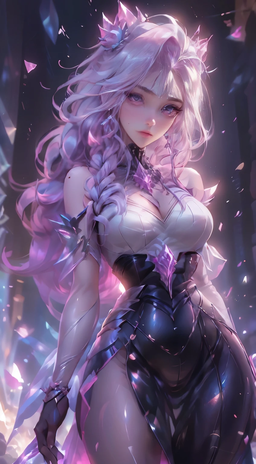 (elsa frozen-rose quartz SU mezclando modelos .) (ultra FUSION) Highly detailed CG unity 8k wallpaper, style shot, complex, high detail, dramatic, highest quality movie still image, very detailed, masterpiece, best quality, character design, Elsa, Elsa from Frozen,Pink Diamond fusion (( Dark style)), realistic ultra-detailed rendering style, natural light, sharp character design, (hard focus, 8k), (((natural skin texture))), 8k textures, soft cinematic lighting, adobe lightroom, dark room, hdr, Sophisticated, Elegant, Rich Detail, Sharp Focuilm Look) )), Soothing Tones, Detail Frenzy, Intricate Detail, Super Detail, Low Contrast, Soft Film Lighting, Dull Colors, Exposure Blending, HDR, Fade, 35mm, f/1.4, ISO64, f16, 25 sec.