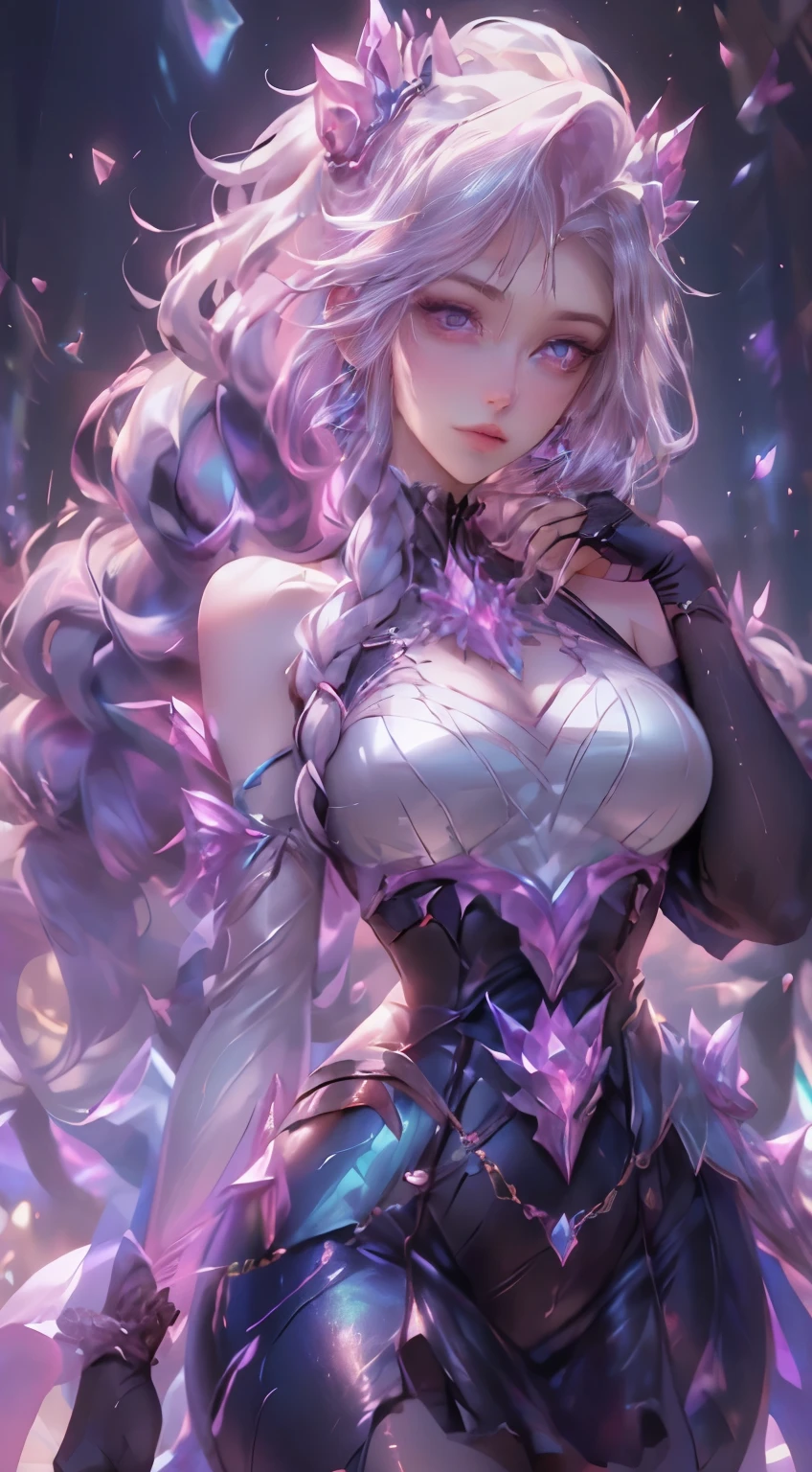 a close up of a person wearing a purple dress and a purple top, beautiful androgynous prince, black horns, silver hair, delicate androgynous prince, androgynous vampire, wings, classic medieval dress, steampunk beautiful anime woman, attractive androgynous humanoid, beautiful character painting, high quality character design, as a dnd character, official character art, epic exquisite character art, anime character,, tavern background
