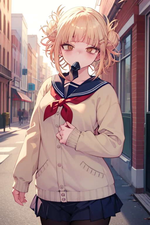 yuihirasawa, yui hirasawa, short hair, brown hair, hair ornaments, (brown eyes:1.5), hair clip,
break sakuragaoka high , , uniform, blazer, shirt, white shirt, collared shirt, skirt, pleated skirt,black pantyhose,brown loafers,toast in your mouth, running, city street,morning,Morning Day,The sun is rising,
break outdoors, residential street,
break looking at viewer, (cowboy shot:1.5),
break (masterpiece:1.2), highest quality, High resolution, unity 8k wallpaper, (figure:0.8), (detailed and beautiful eyes:1.6), highly detailed face, perfect lighting, Very detailed CG, (perfect hands, perfect anatomy),