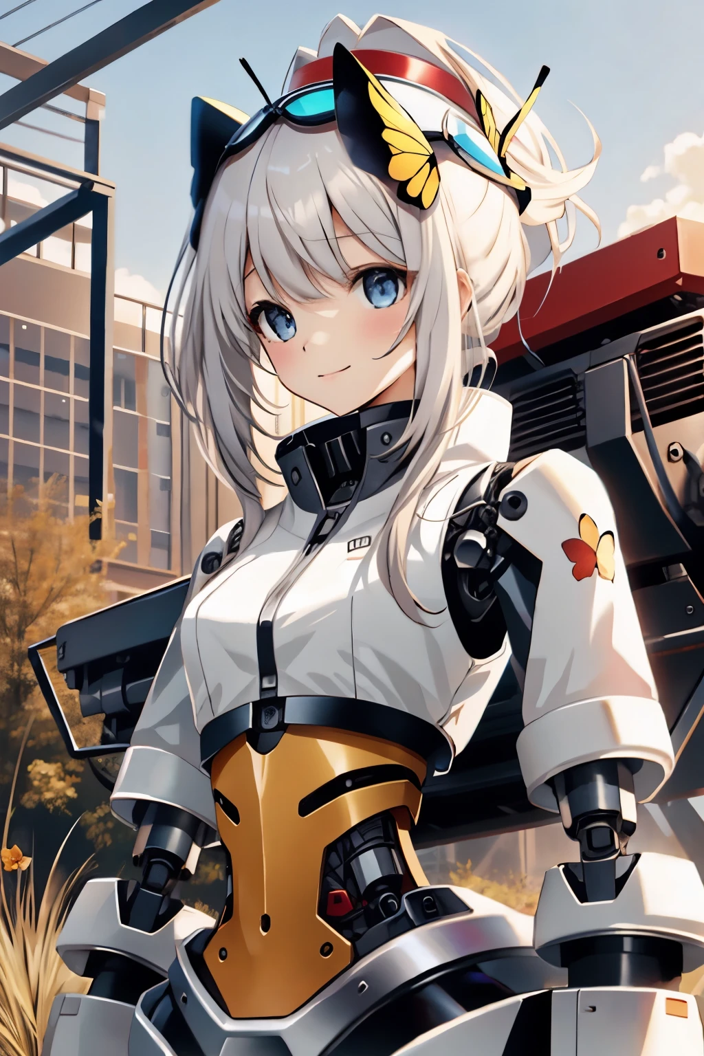 (((compaction machine))),girl, pretty face, construction, heavy equipment, masterpiece, detailed picture, cute, 16 years old