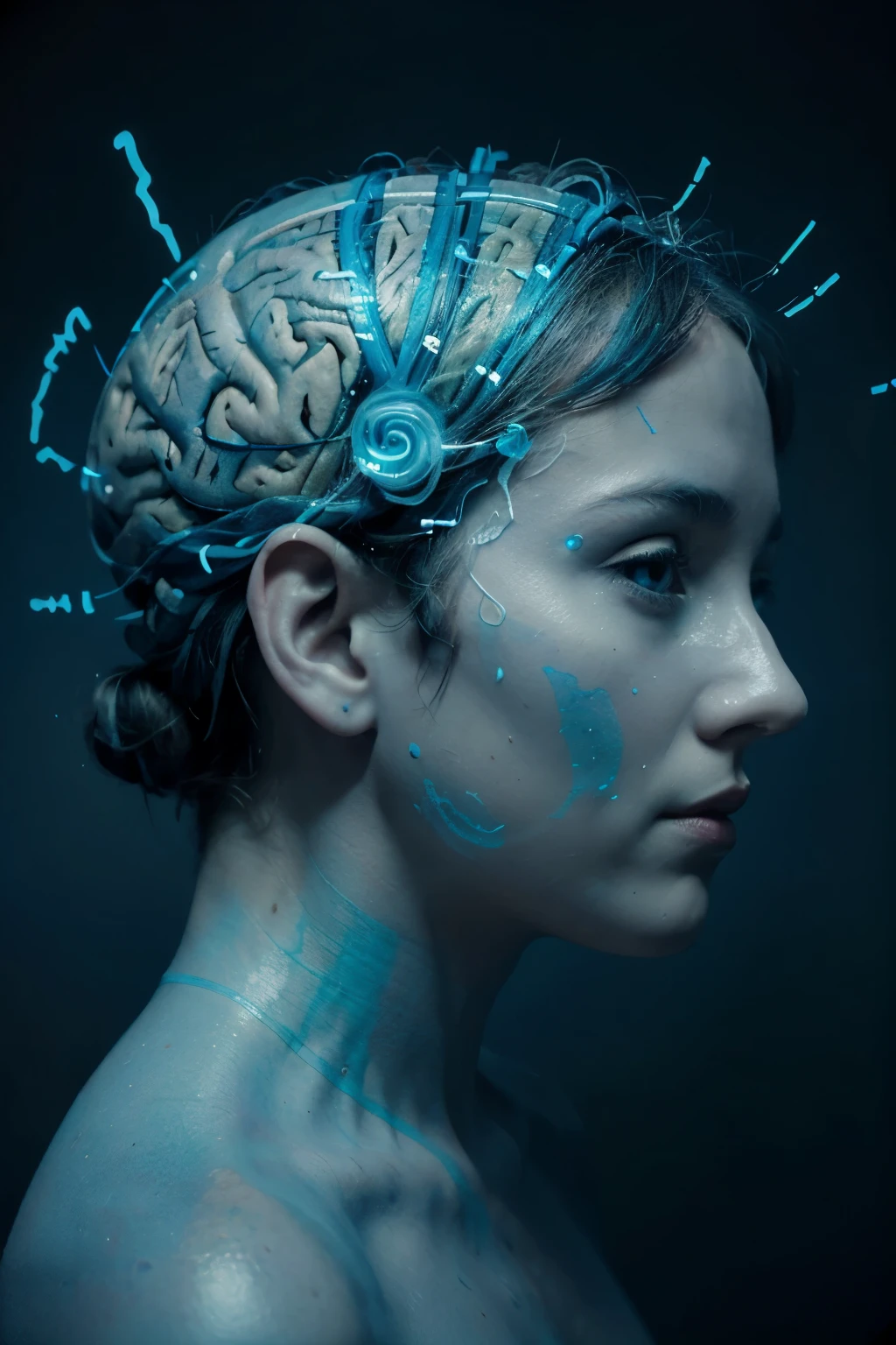 Mysterious image of human brain with question marks around, dyed in light shades of blue. (Mysterious image of the human brain with question marks around it, tinted in light shades of blue.)

Cinematic and mistaken image of a human brain, with question marks around it and an overall light blue tone. (Cinematic and incorrect image of the human brain, with question marks around it and a light blue general tone.)

Detailed and elegant representation of a human brain with question marks around it