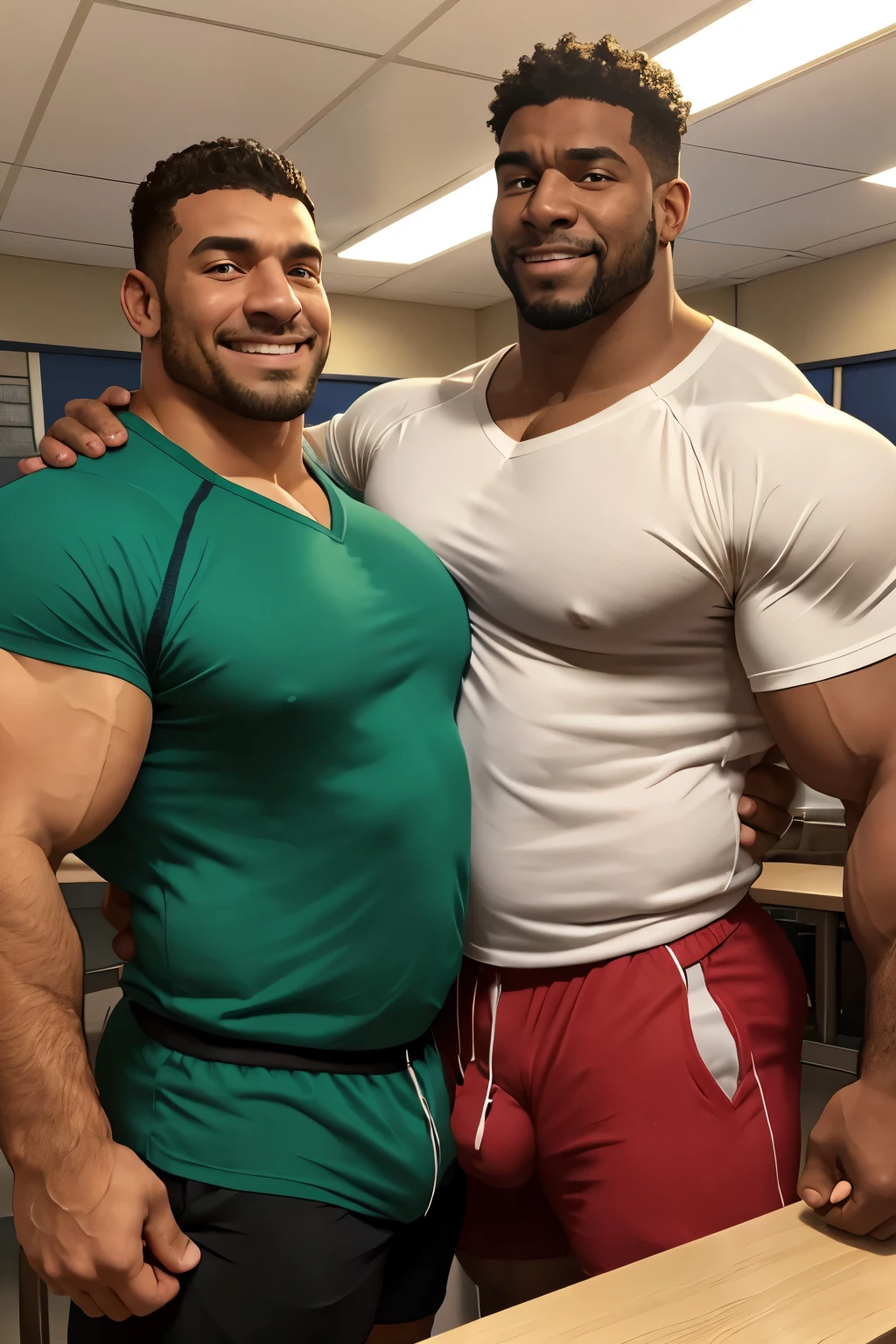 Zangief araffe man with purple shirt and tight blue pants with a large messy volume with obvious veins , with beard, Very beauthful. big muscles, big muscles, extremamente brawny, wearing purple undershirt, huge muscles, exaggeratedly large physique, big muscles, strong and imposing, huge muscles, muito brawny, huge shiny muscles, muito brawny, brawny, exaggerated muscular physique, big muscle, big biceps