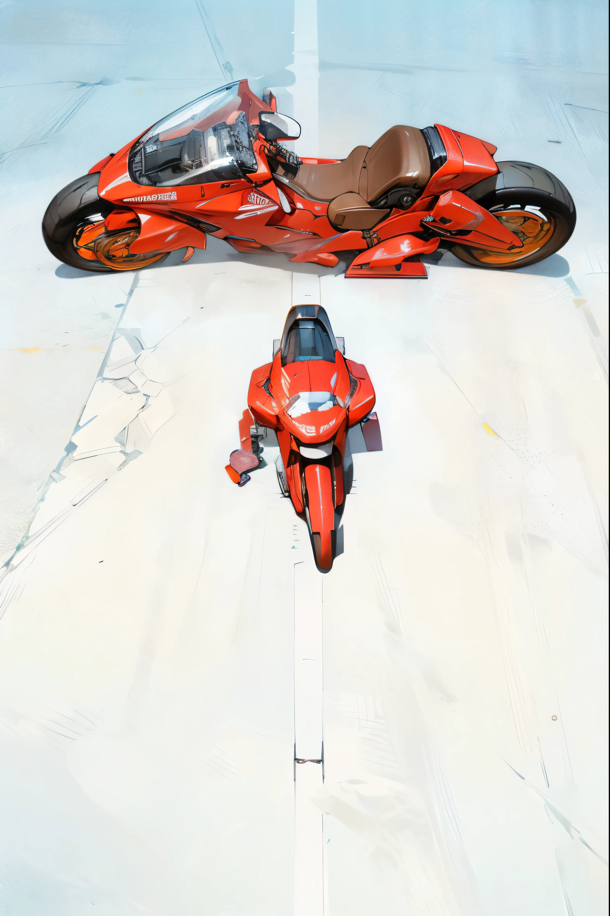 (Best quality, 8k, 32k, Masterpiece, UHD:1.2) Transform the animated image into a realistic depiction of the iconic red bike from the Akira movie. Envision a sleek, futuristic motorcycle with a glossy crimson exterior that gleams in the sunlight. The body of the bike is streamlined and aerodynamic, with sharp angles and bold lines that exude a sense of speed and power.
The wheels are large and rugged, equipped with thick treads for optimal traction on any terrain. Each spoke is meticulously crafted, adding to the overall aesthetic appeal of the vehicle. The engine is a marvel of engineering, housed within a sleek casing adorned with intricate details and glowing accents.
As the bike sits stationary, the exhaust pipes emit a soft haze of steam, hinting at the latent energy contained within. Every surface of the bike reflects the ambient light, creating subtle highlights and shadows that enhance its realism. From every angle, it is clear that this machine is not just a mode of transportation, but a work of art in its own right.