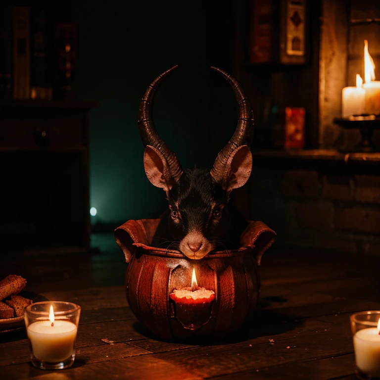 Evil demon rat goat horn satan hell darkness blood alcohol