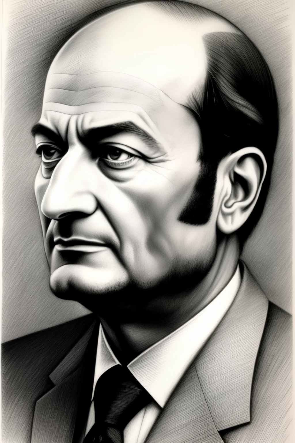 Concept art design: An intricately detailed etude pencil drawing showcasing Dr. Ali Shariati in deep contemplation, with a gray themepalette dominating the image. The use of shading and hatching techniques lends a sense of depth and dimensionality to the portrait, capturing the wisdom and intensity in the renowned philosopher's gaze. The overall composition is thoughtfully balanced, emphasizing the profound nature of Dr. Shariati's ideologies and artistic expression.
Etude pencil drawing: This evocative pencil drawing pays tribute to the intellectual depth of Dr. Ali Shariati, rendered in stunning detail through the use ofetude techniques. The